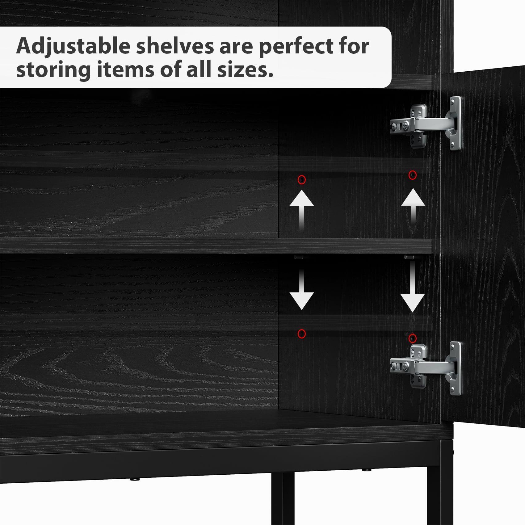 JOZ Modern Black Sideboard Buffet with Ample Storage, Coffee Bar - ClubOn