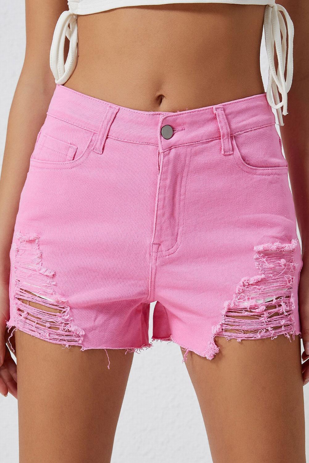Distressed Denim Shorts - ClubOn