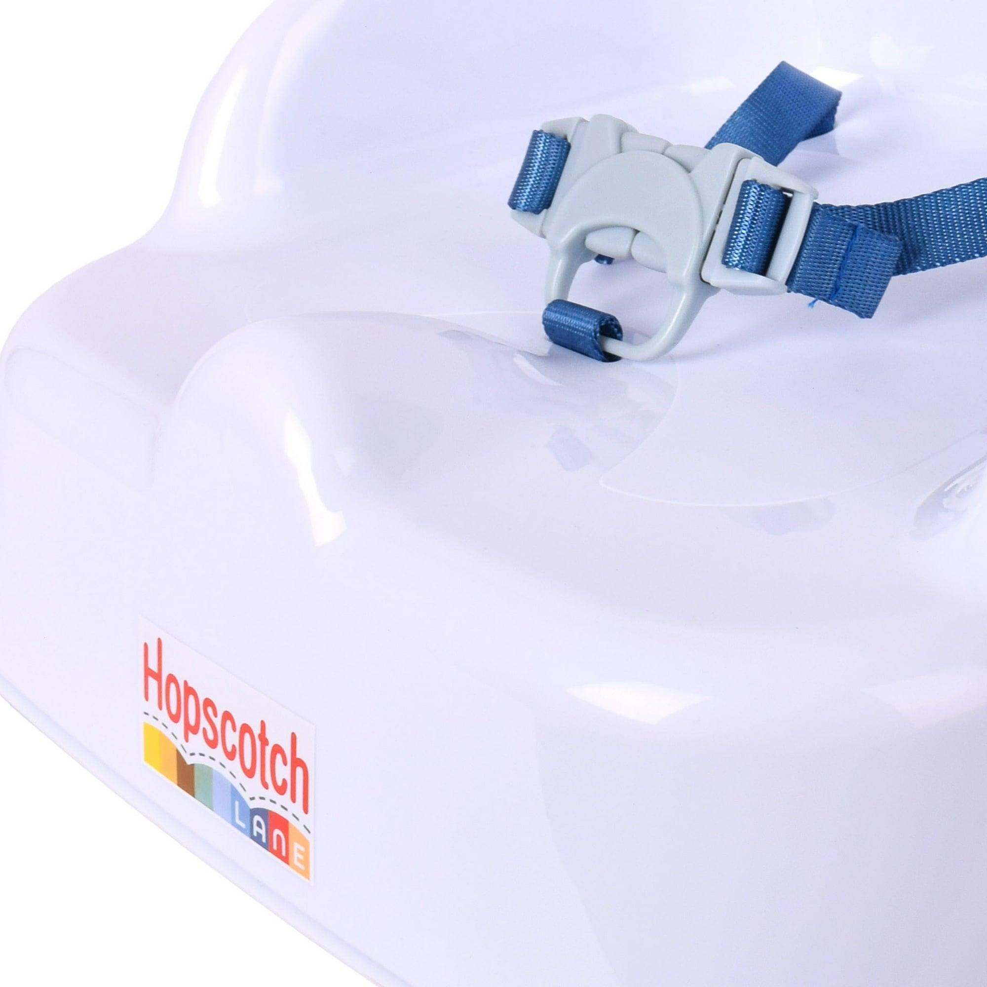 Hopscotch Lane Booster Seat with Straps, White – For Children 6+ Months - ClubOn