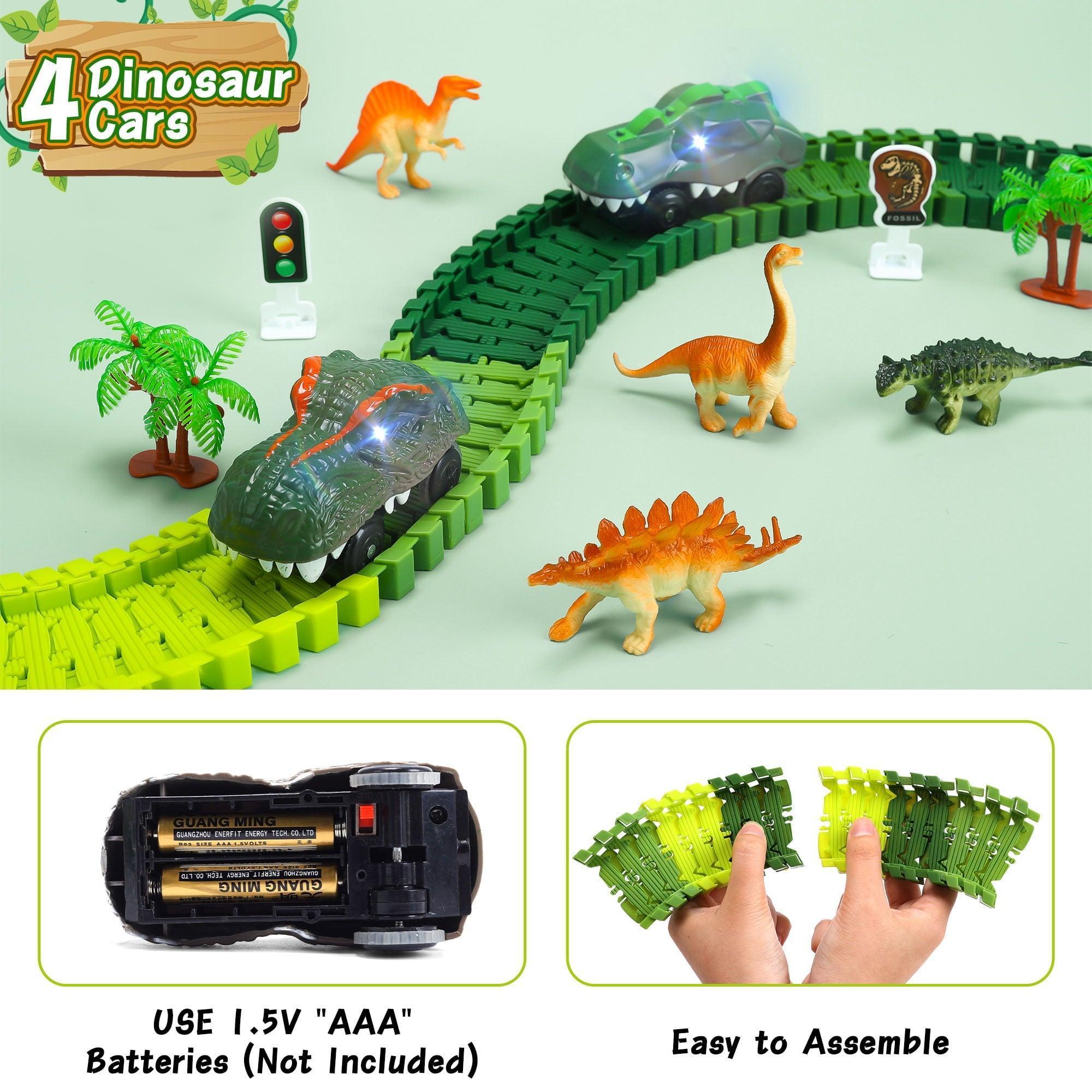 Dinosaur Tracks Toys, Flexible Dinosaur Track Toys Set, 169 Pcs, Perfect Gifts for 3-6 Years Old Boys & Girls, Create Your Dinosaur World - ClubOn