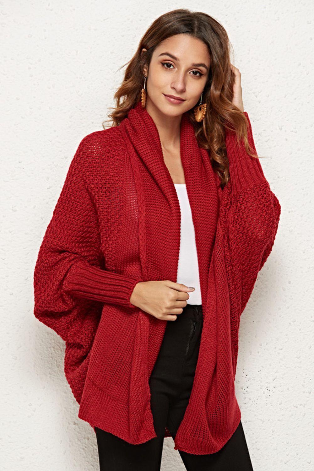 Angel Wings Open Front Dolman Sleeve Longline Cardigan - ClubOn