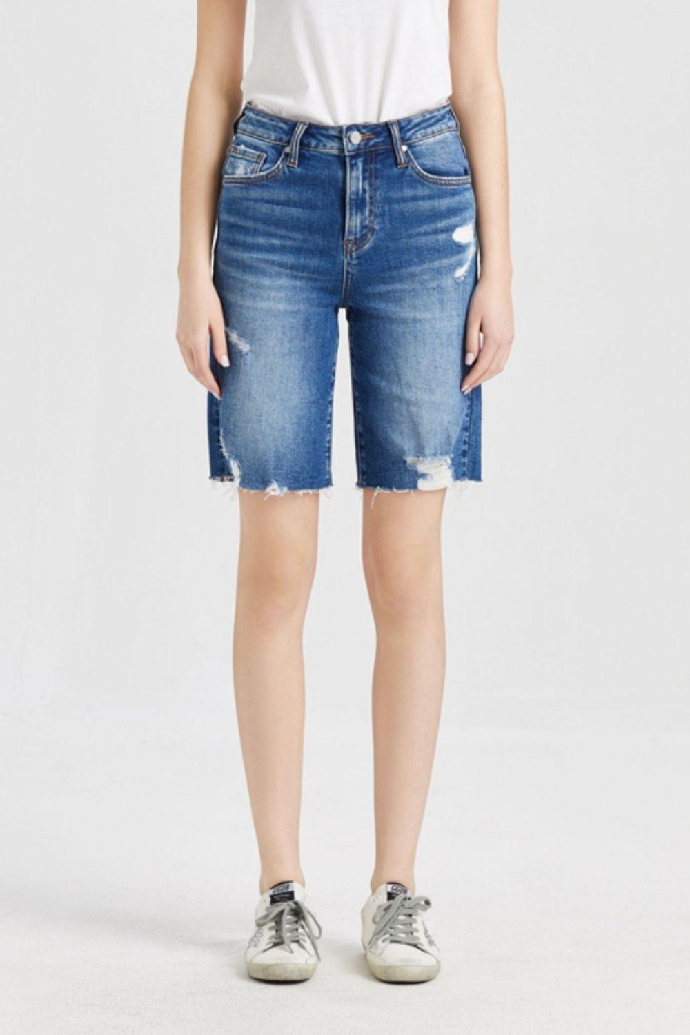 BAYEAS Full Size Super High Rise Denim Bermuda Shorts - ClubOn