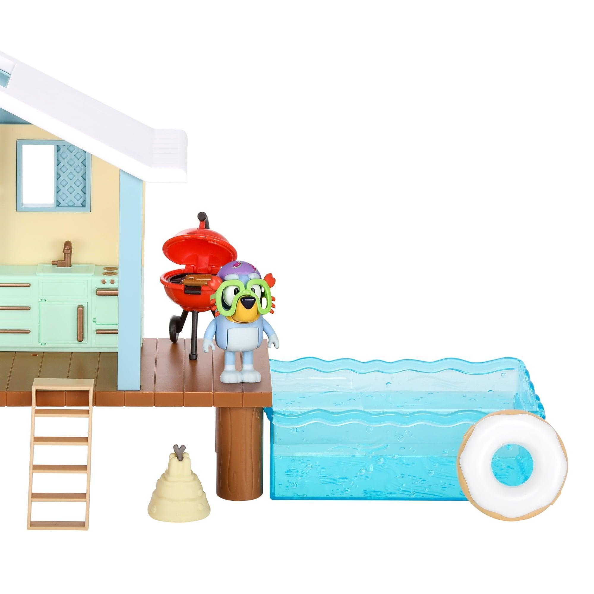 Bluey Beach Cabin Playset with Figure, Goggles, and 10 Pieces – Toddler Toy - ClubOn