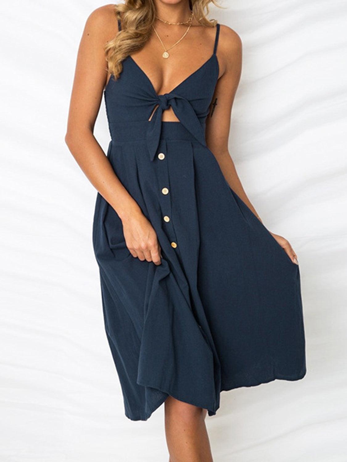 Cutout Smocked Sweetheart Neck Cami Dress - ClubOn