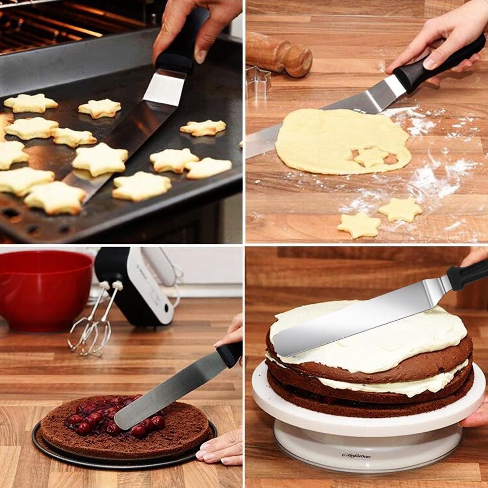 Topekada 4 Set Offset Spatula for Frosting, 6, 8, 10, 12 Inch Angled Cake Icing Spatula, Stainless Steel Icing Spreader Knife, Decorating Cake Scraper - ClubOn