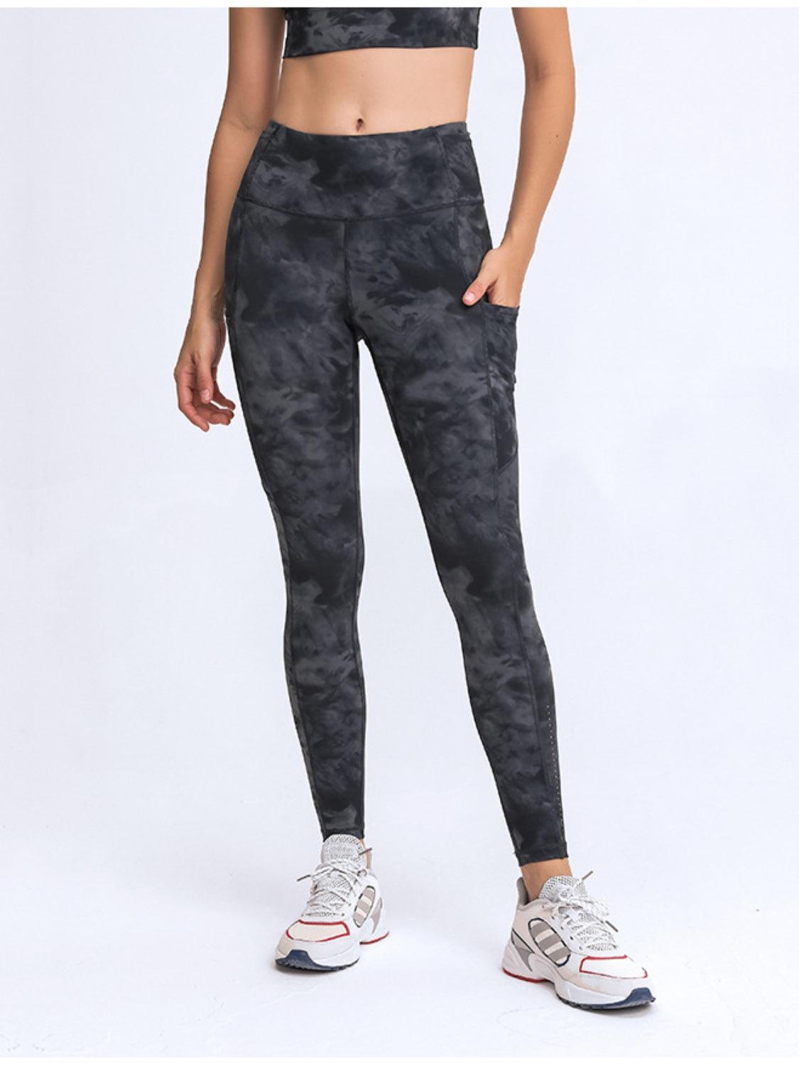 Millennia Wide Waistband Leggings with Pockets - ClubOn