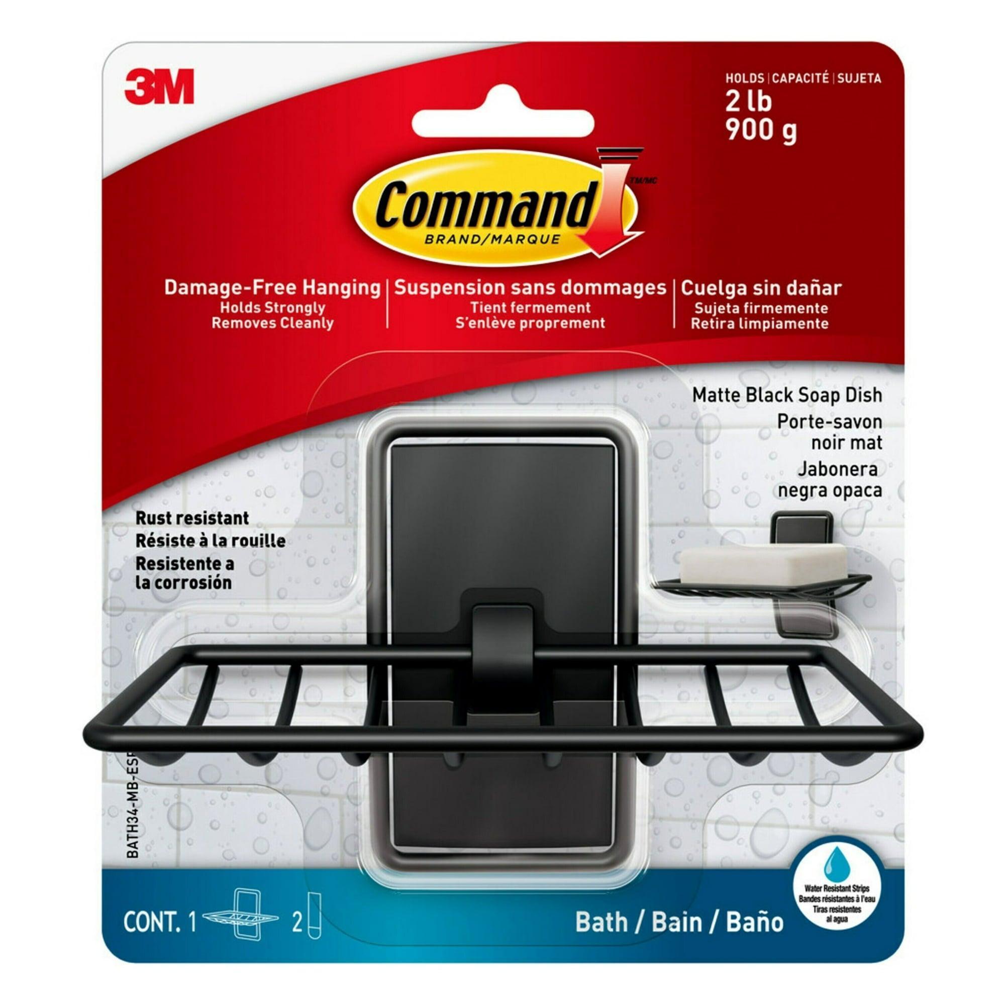 Command Bath Soap Dish, Matte Black, Bathroom Organization, Rust Resistant - ClubOn