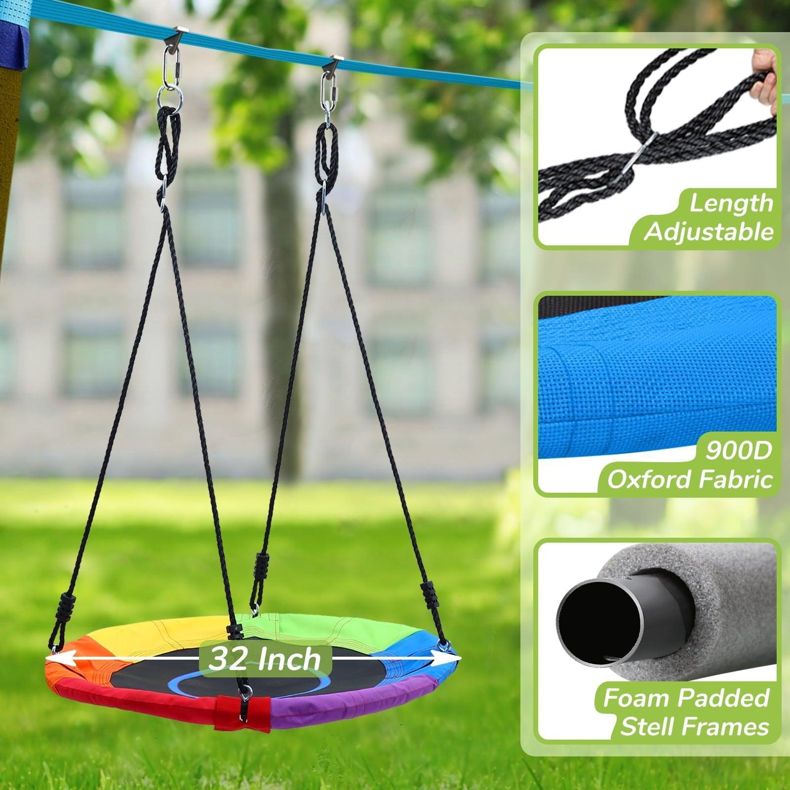 HAPFAN 50ft Ninja Warrior Obstacle Course – Slackline, Monkey Bars, and Saucer Swing for Backyard Adventure, Kids Outdoor Play - ClubOn