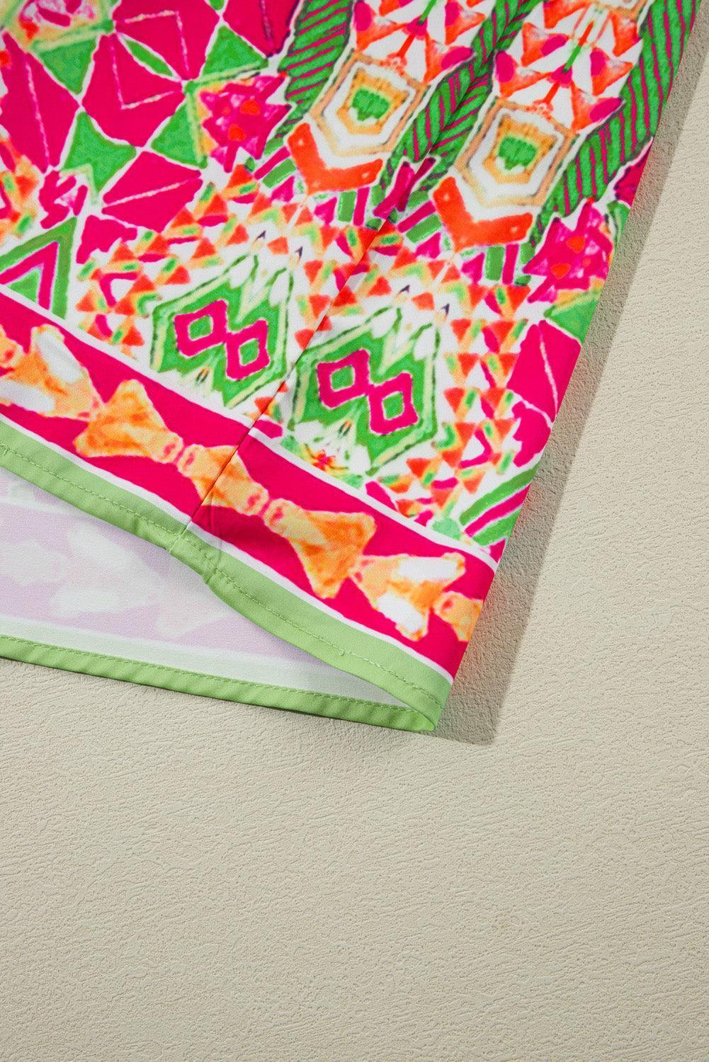 Plus Size Printed Round Neck Half Sleeve Blouse - ClubOn