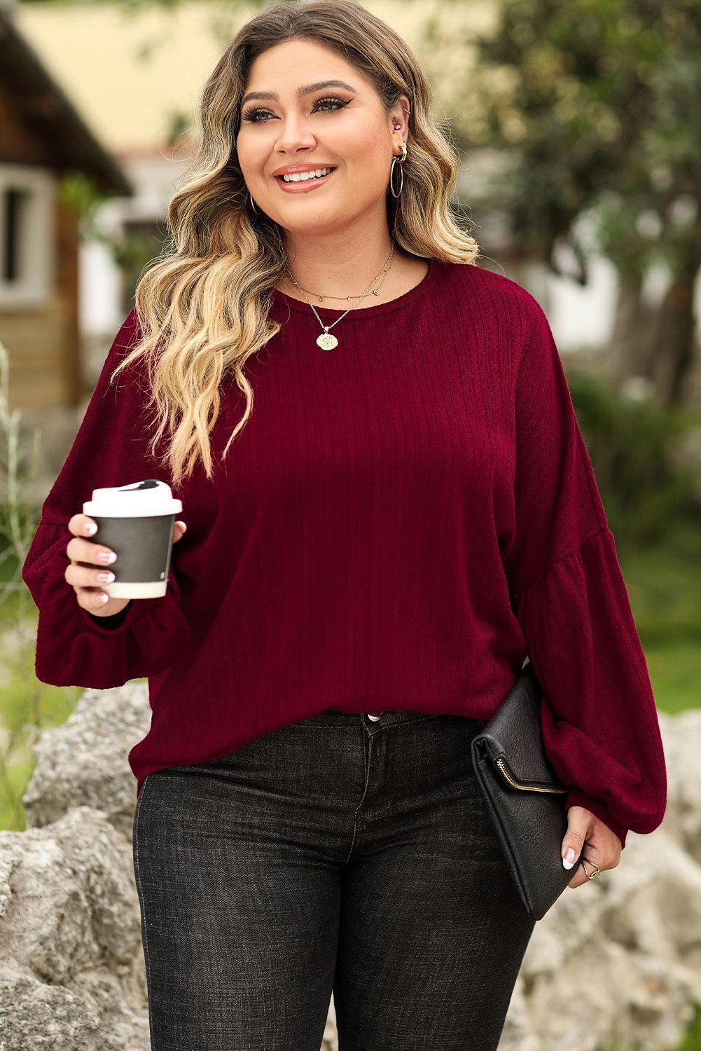 Plus Size Round Neck Dropped Shoulder T-Shirt - ClubOn