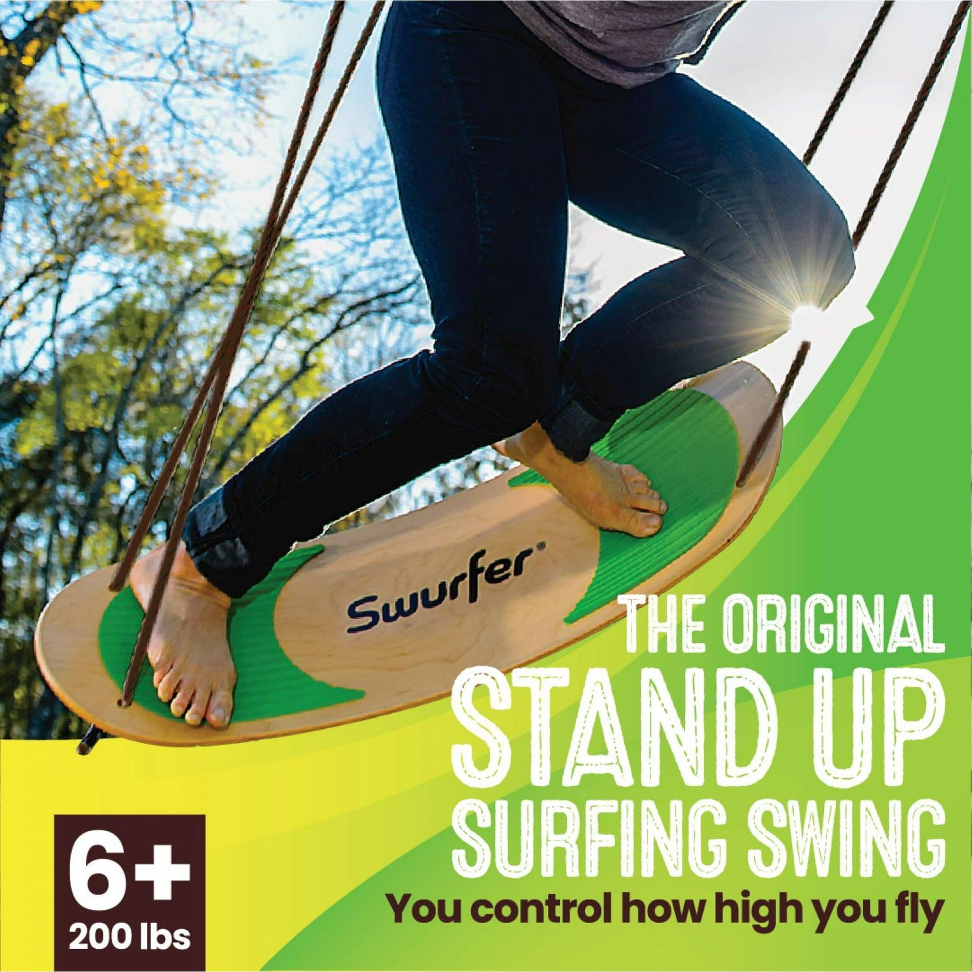Swurfer The Original Stand-Up Surfing Swing – Wooden Outdoor Swing for Kids and Adults - ClubOn