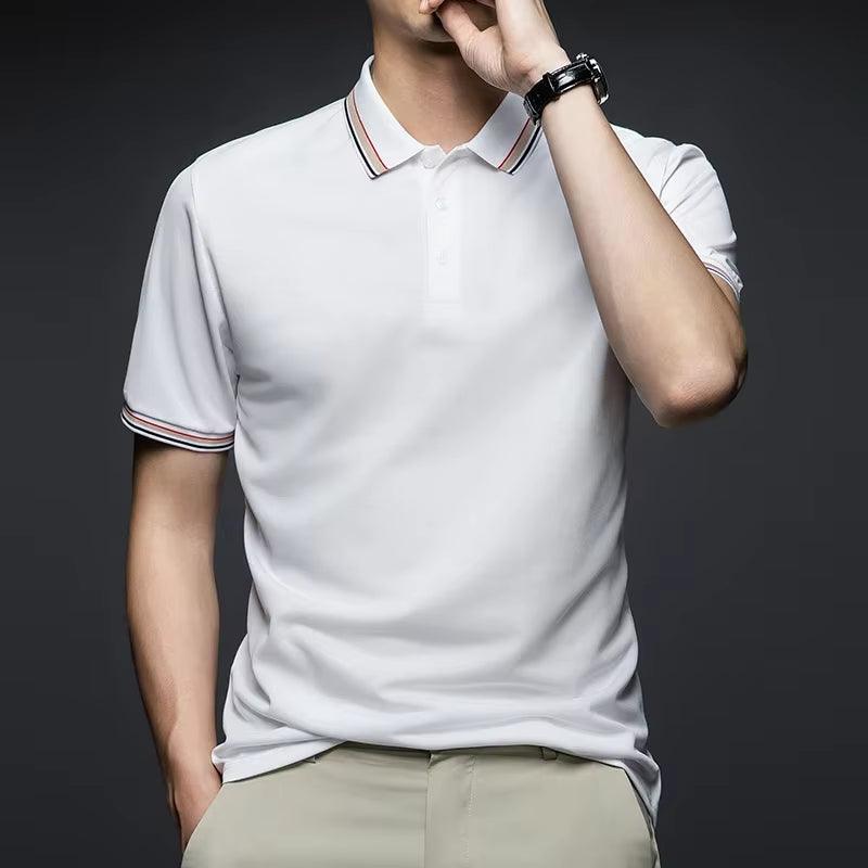 Men's Fashion Striped Lapel Polo Shirt - Summer Breathable Short Sleeve Top - ClubOn