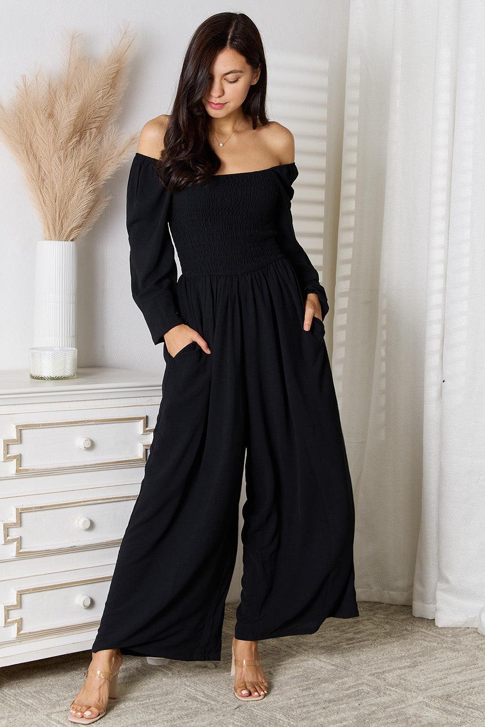 Double Take Square Neck Jumpsuit with Pockets - ClubOn