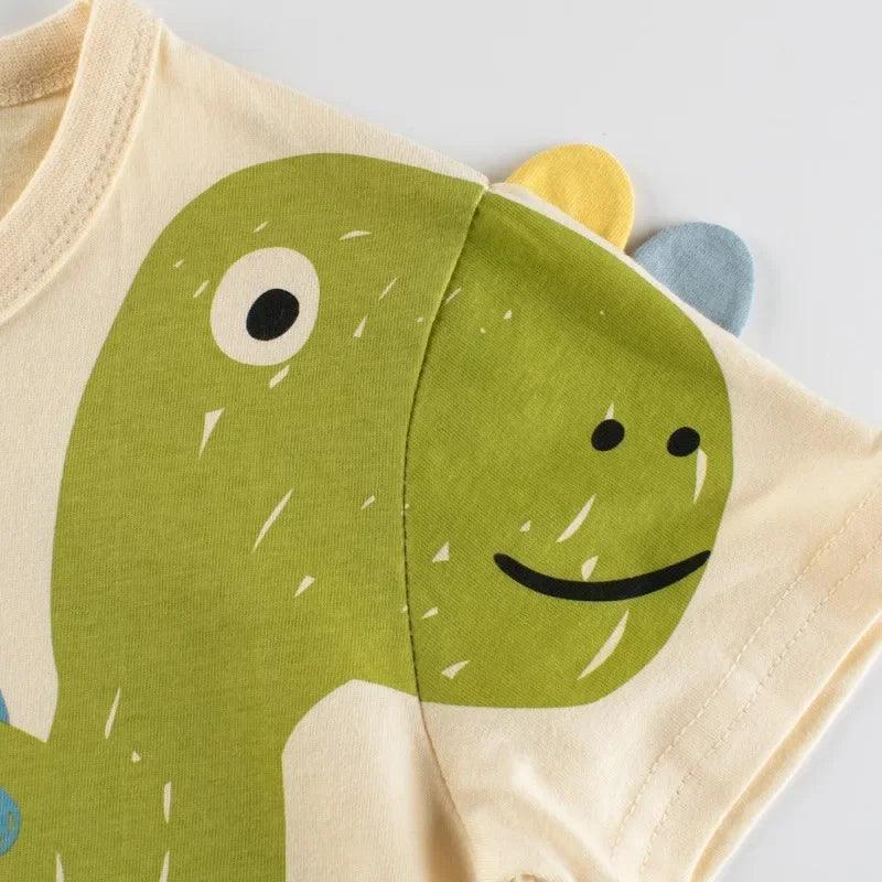 Summer Boys' 3D Dinosaur T-Shirt – Short Sleeve Tee - ClubOn