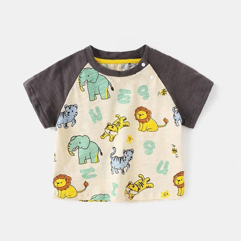 Summer Kids Cartoon T-Shirt - Animal Print Tees - ClubOn