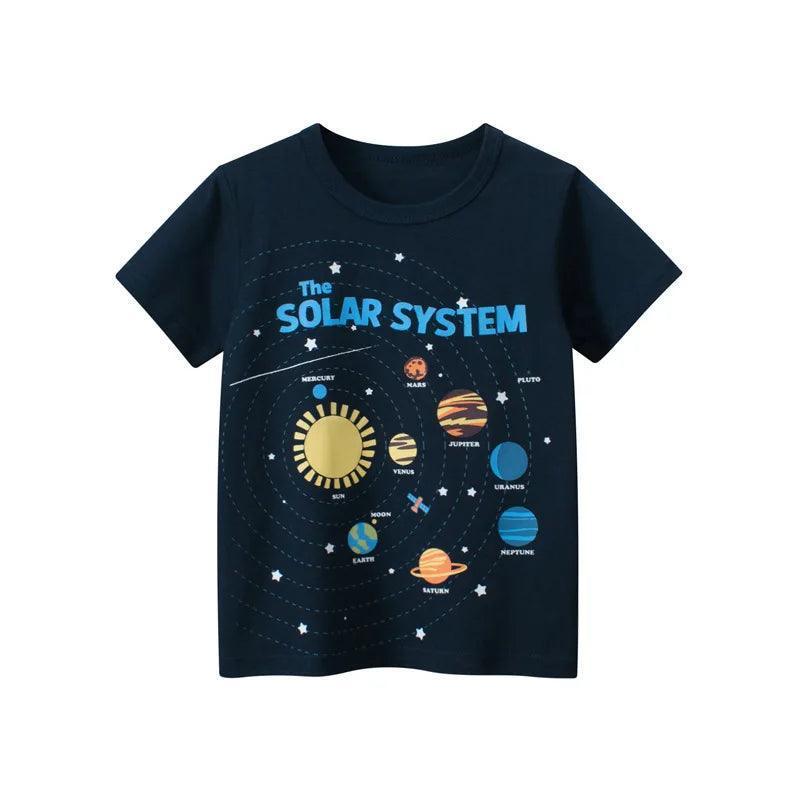 Cartoon Space T-Shirt | Summer Cotton Tee - ClubOn