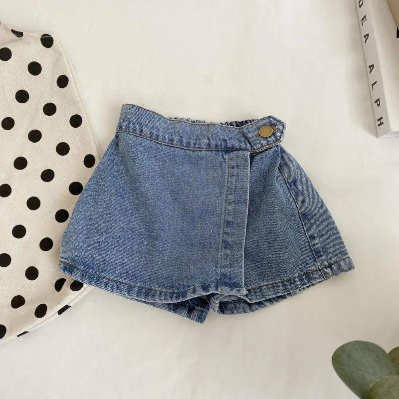 Summer Girls Denim Skirt Shorts | Elastic Waist Jeans (2-7Y) - ClubOn