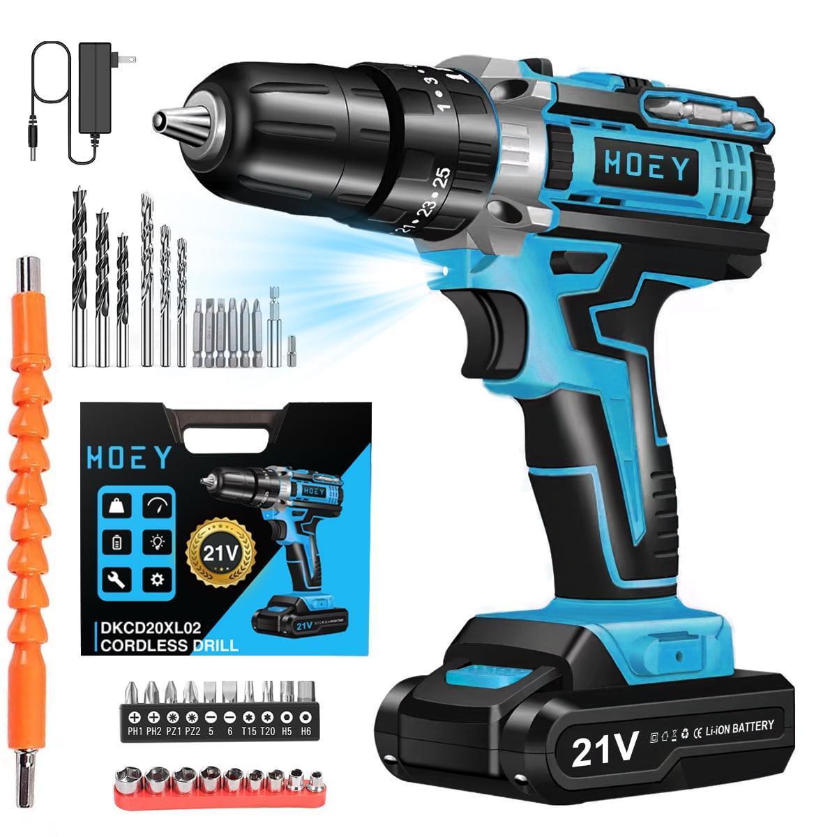 21V Cordless Drill Set - 34Pcs Electric Power Drill with Work Light - ClubOn