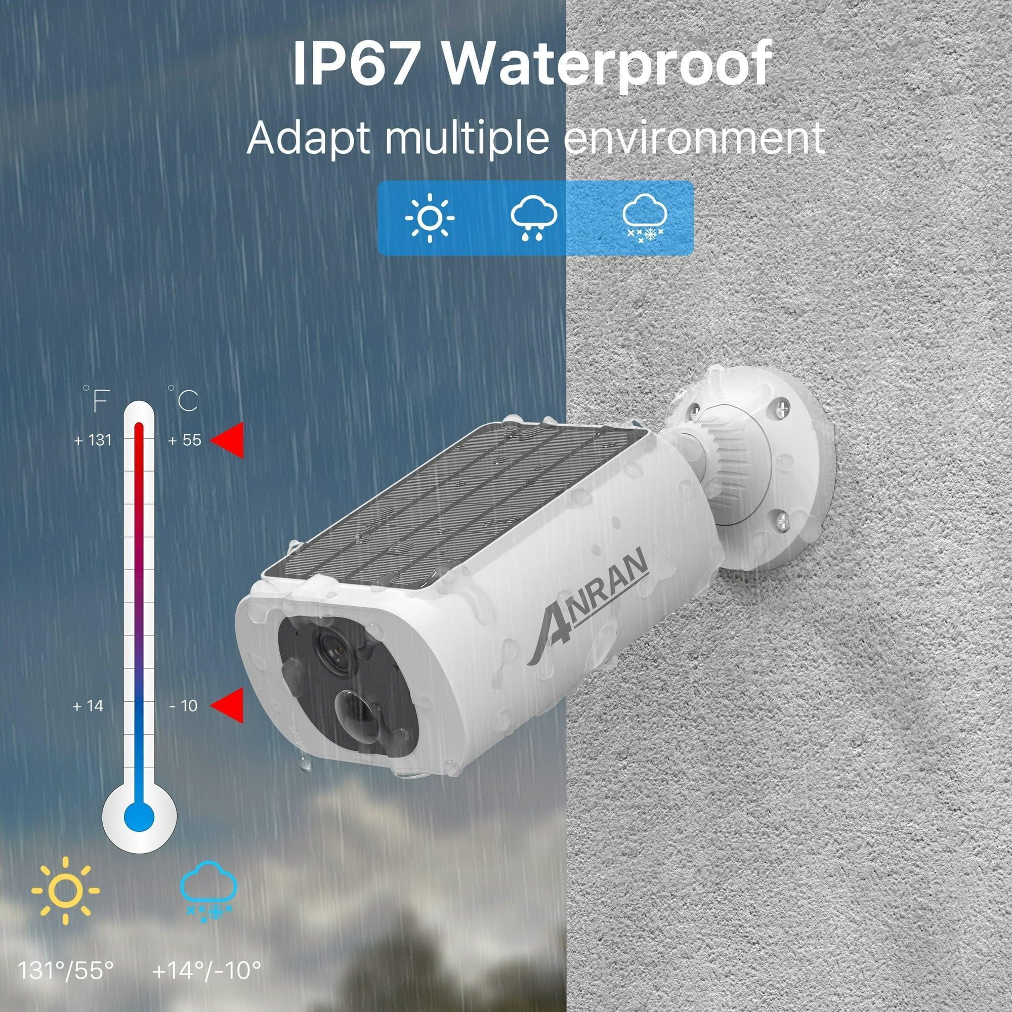 ANRAN Solar Security Camera Wireless, 2K WiFi Outdoor Surveillance with Floodlight, Embedded Solar Panel, Color Night Vision, 2-Way Talk, Alexa Compatible - ClubOn