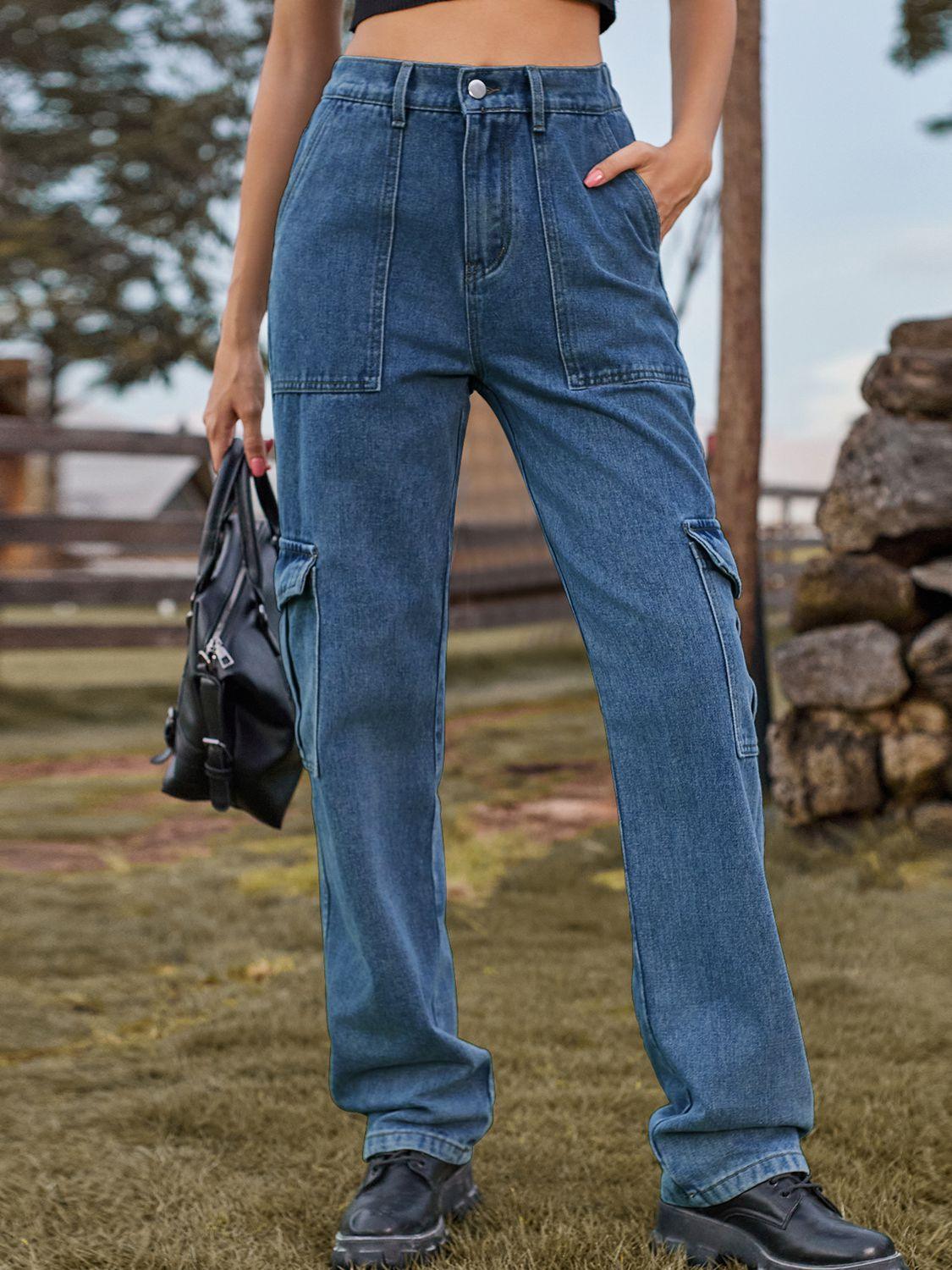 High Waist Cargo Jeans - ClubOn