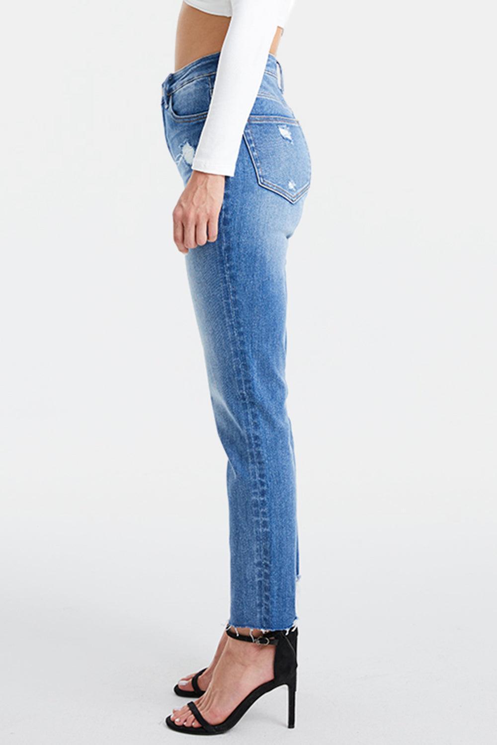 BAYEAS Full Size High Waist Distressed Raw Hew Skinny Jeans - ClubOn