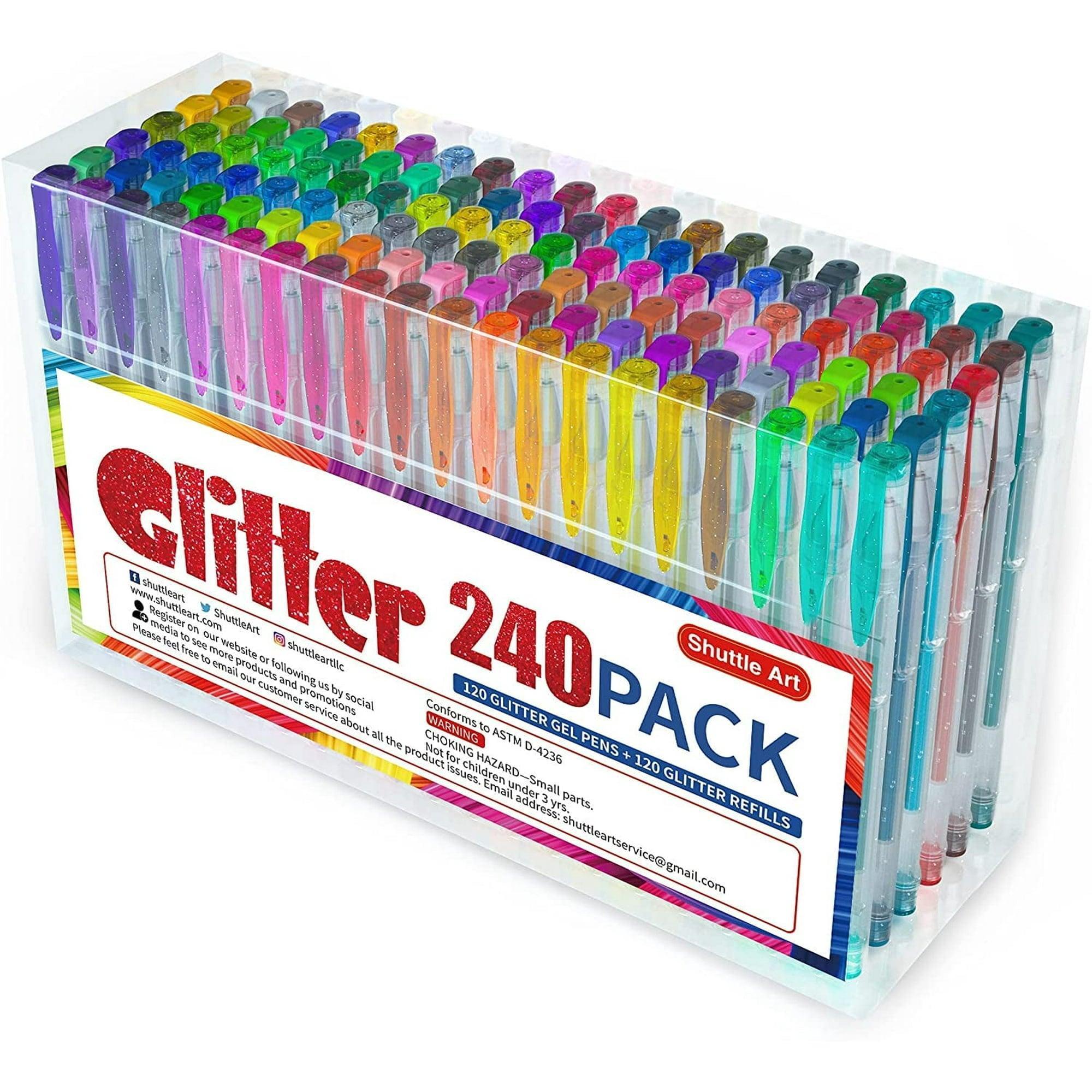 240 Pack Glitter Gel Pens, Shuttle Art 120 Colors Set with 120 Refills for Adult Coloring, Crafting, and Doodling - ClubOn