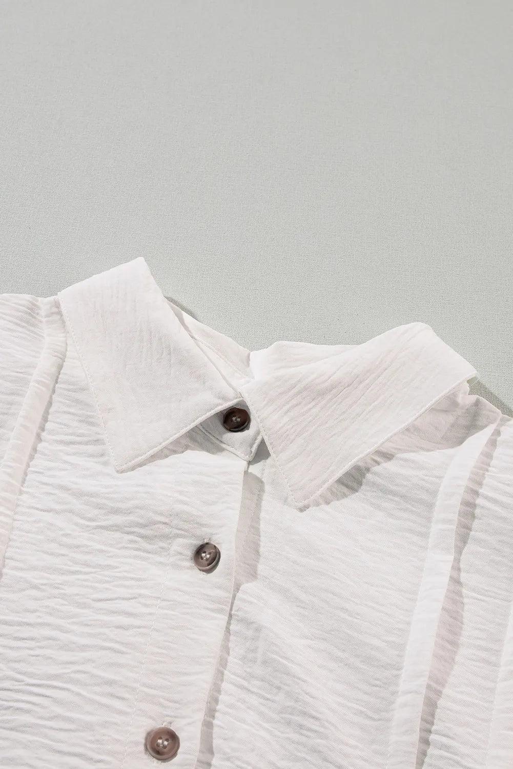 Collared Neck Short Sleeve Mini Dress - ClubOn