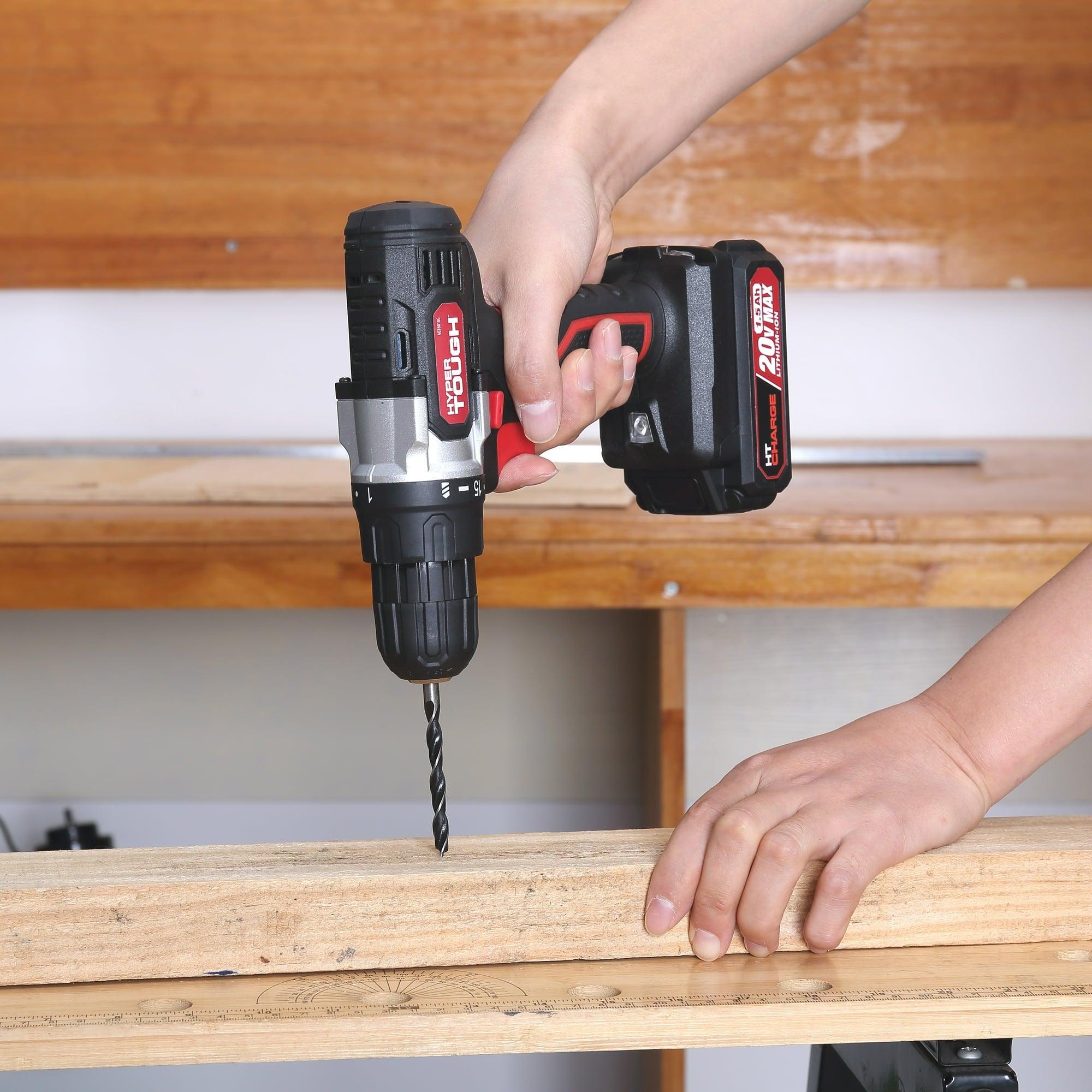 Hyper Tough 20V Max Lithium-Ion Cordless Drill, 70-Piece Tool Set, Battery & Charger - ClubOn