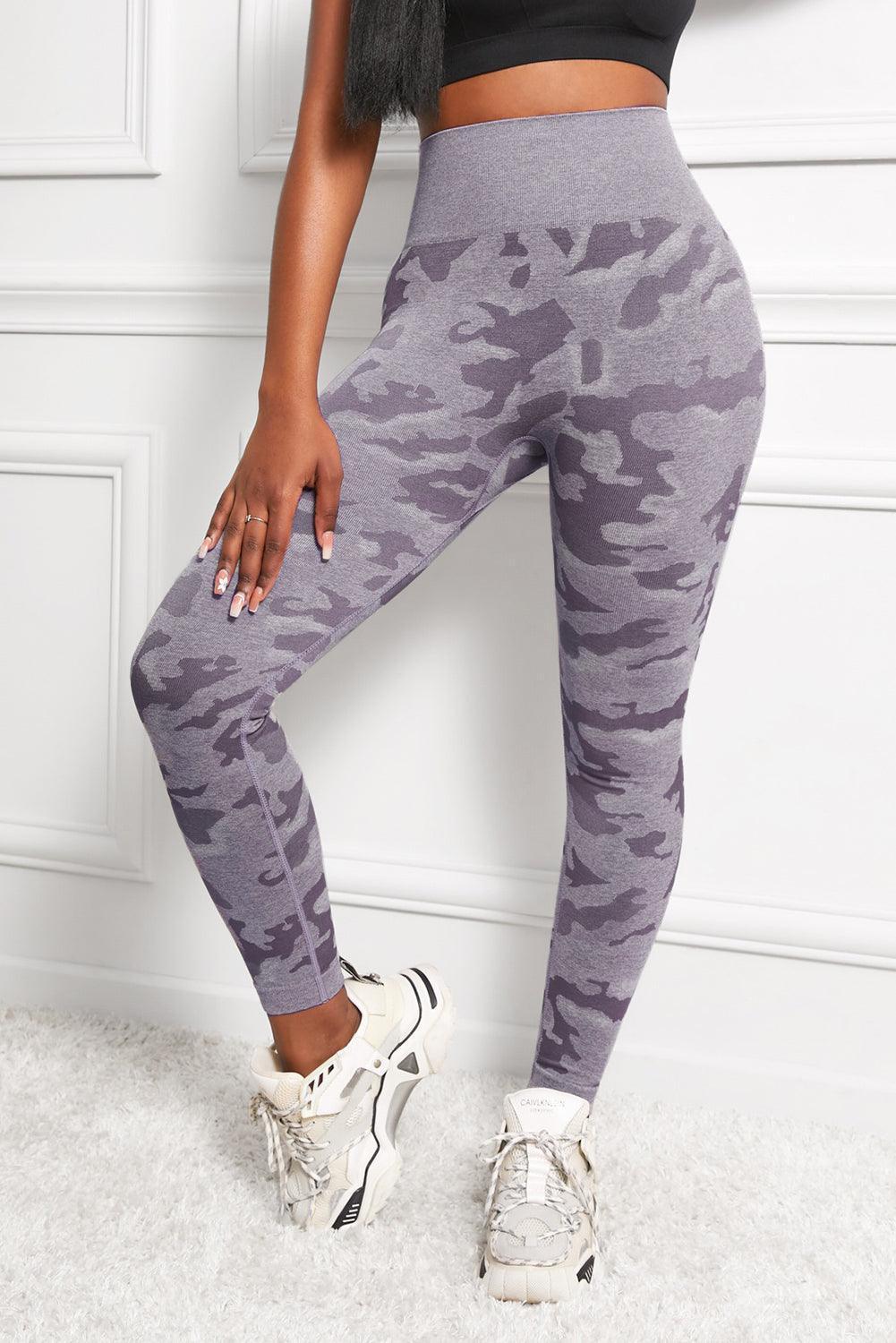 Camo Print Seamless High Waist Yoga Leggings - ClubOn