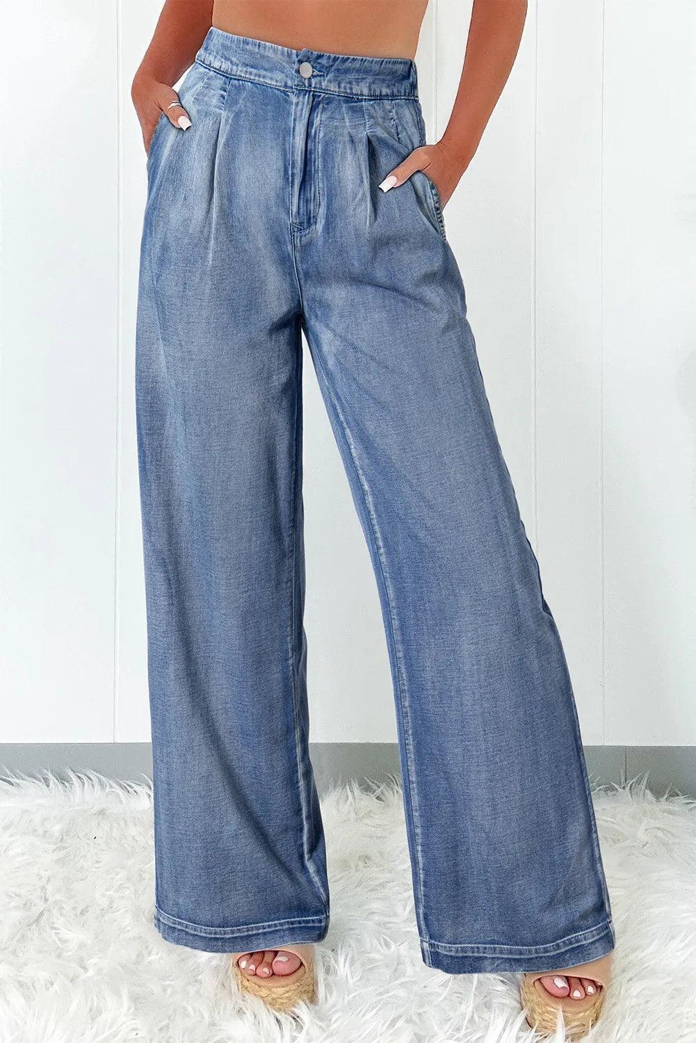 High Waist Wide Leg Jeans - ClubOn