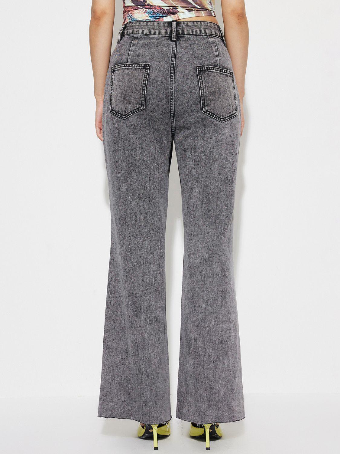 High Waist Bootcut Jeans with Pockets - ClubOn