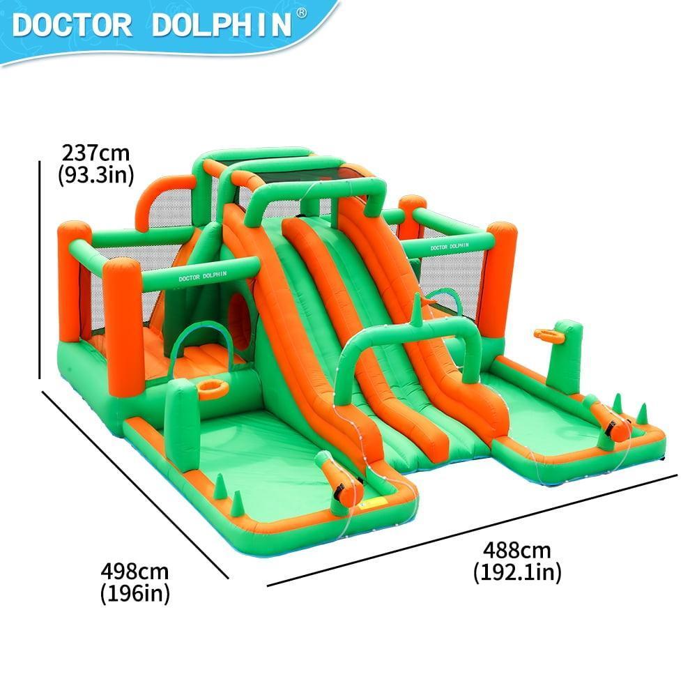 Water Slide Park Bounce House Inflatable Castle with 2 Slides, 2 Water Sprays, Ball Pit Pool, Bodyboards, Slip Slide & Huge Tunnel – Wet & Dry for Backyard Fun - ClubOn