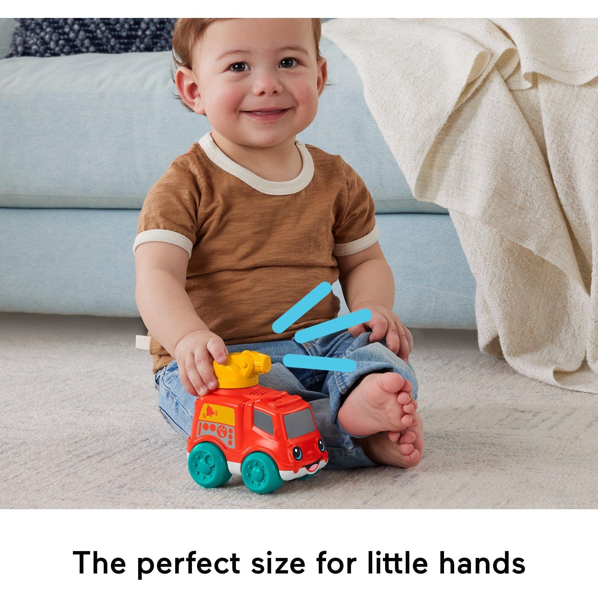 Fisher-Price Chime & Ride Fire Truck Push-Along Toy Vehicle for Infants with Fine Motor Activities - ClubOn