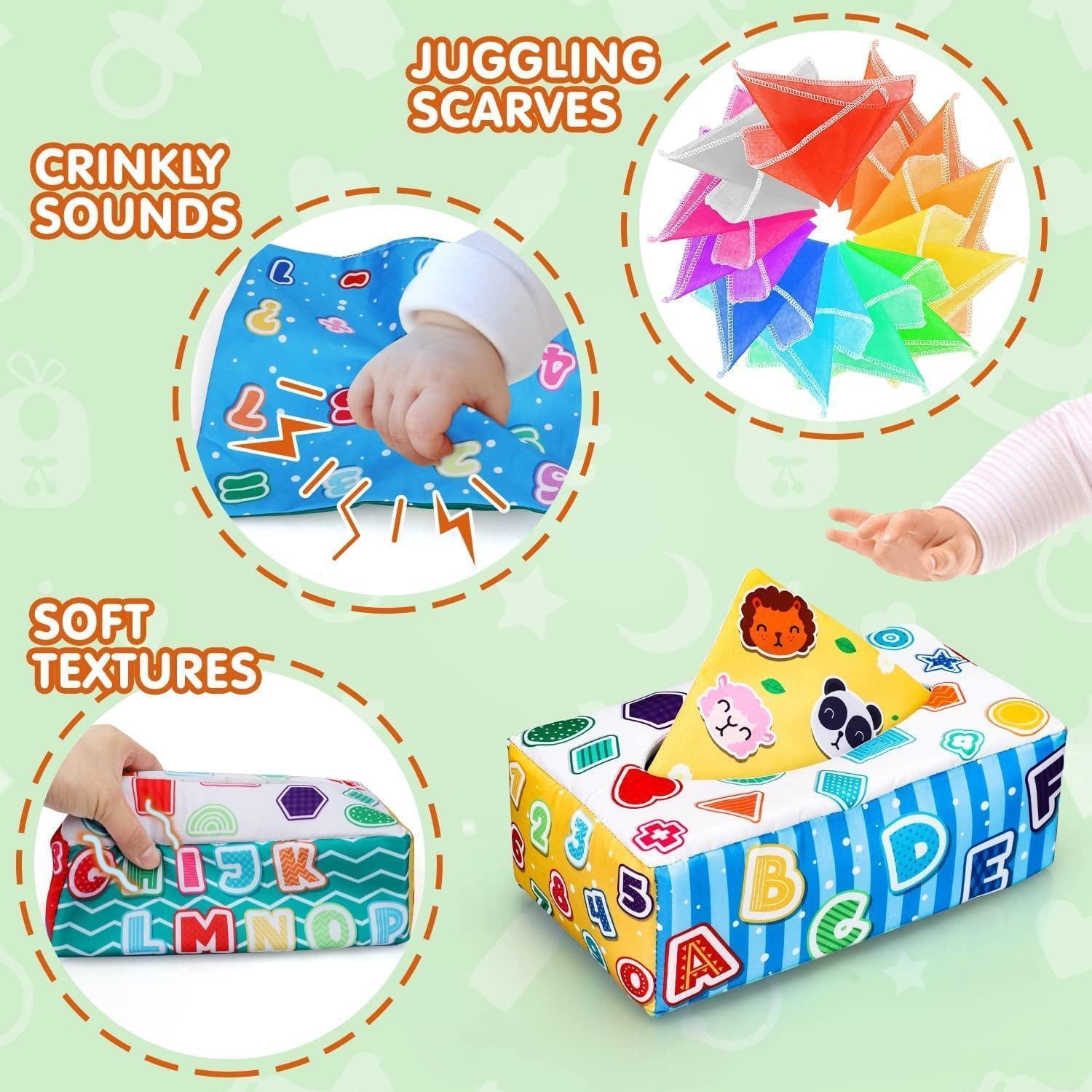 TOY Life Baby Tissue Box Toy, Montessori Sensory Toys for 6-12 Months, Early Learning Baby Gifts - ClubOn