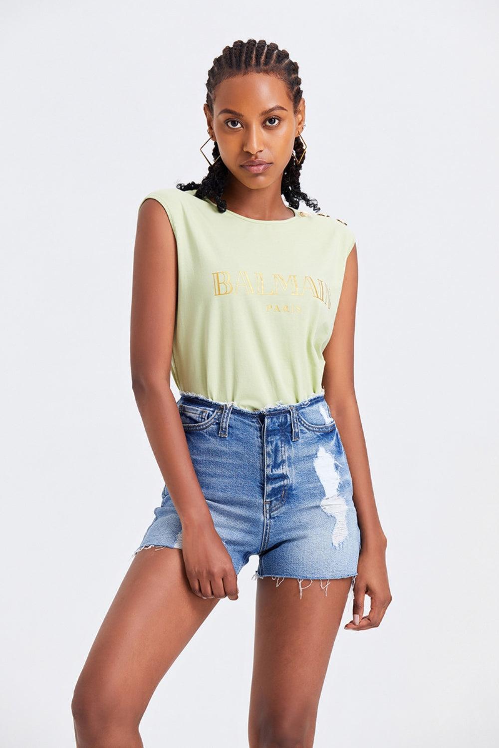 BAYEAS High Rise Bandless Denim Shorts - ClubOn