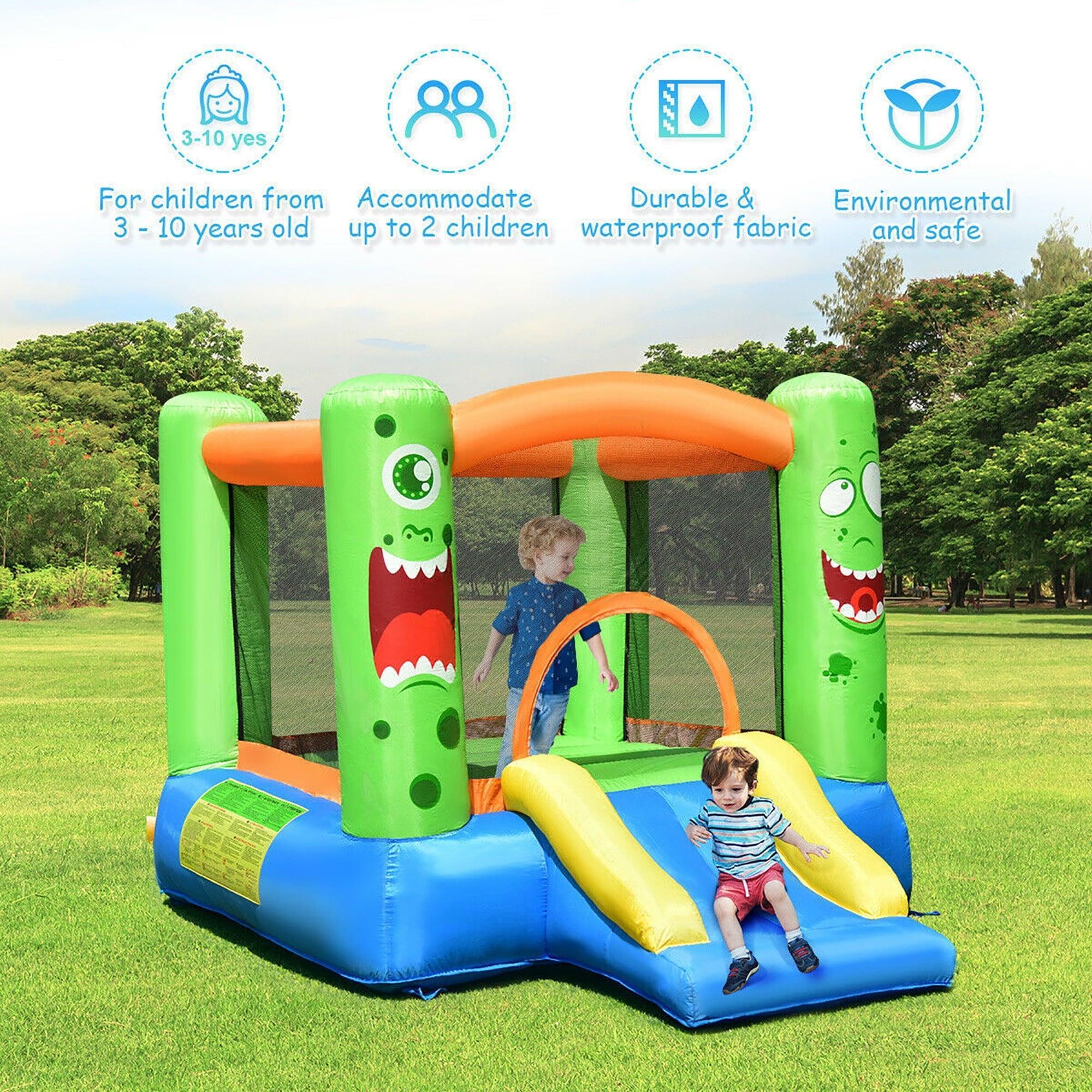 Costway Kids Inflatable Bounce House with Fun Slider – 480W Blower, Jumping Castle Game for Backyard Play - ClubOn