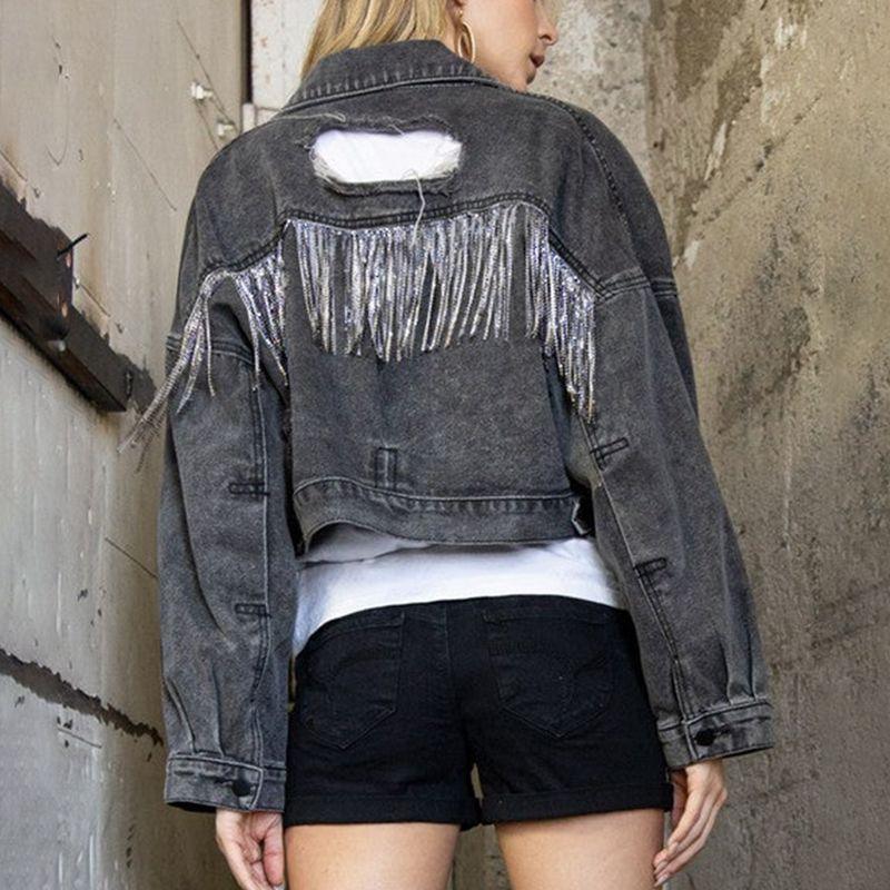 Cropped Collared Neck Dropped Shoulder Denim Jacket - ClubOn