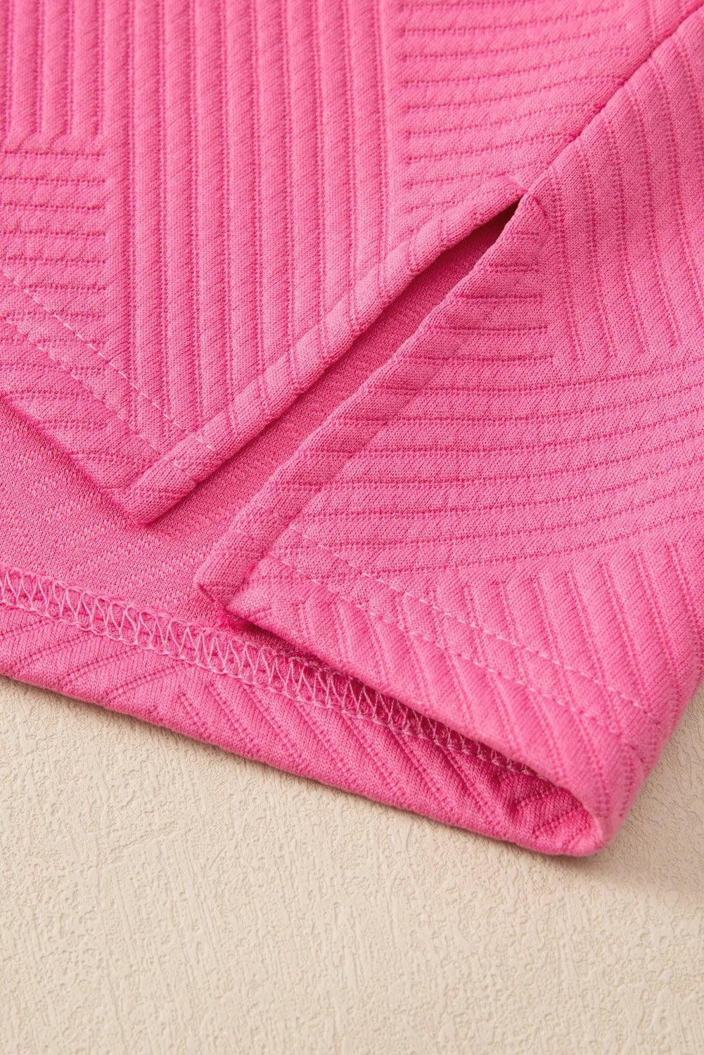 Textured Long Sleeve Top & Drawstring Pants Set - ClubOn