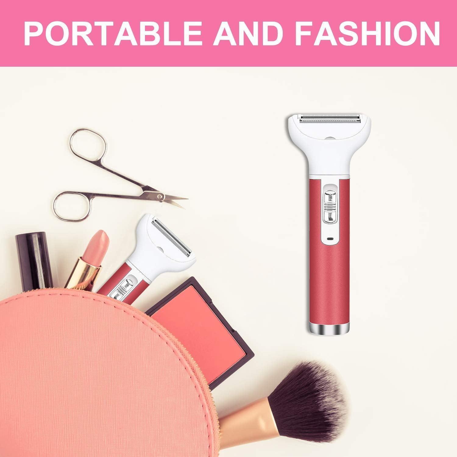 Electric Razor for Women, 5-in-1 Rechargeable Shaver, Portable Wet & Dry Cordless Hair Trimmer for Face, Legs, Nose, and Bikini - ClubOn