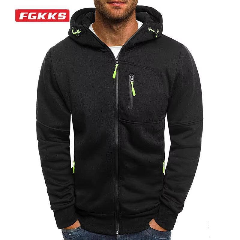 Men's Hooded Jacket - Zipper Fashion Brand Casual Outerwear Hoodie - ClubOn