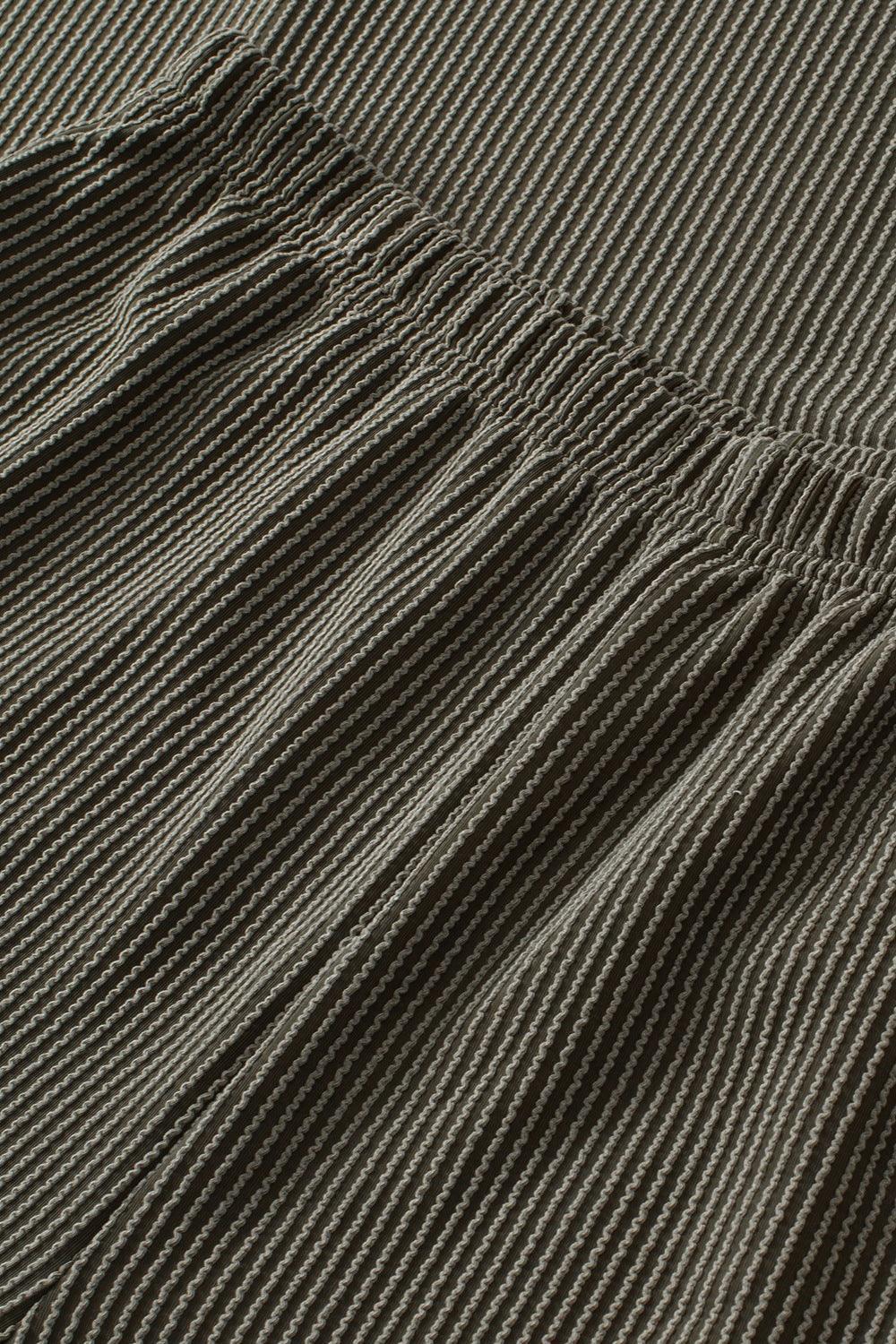 Plus Size Round Neck Top and Pocketed Shorts Set - ClubOn