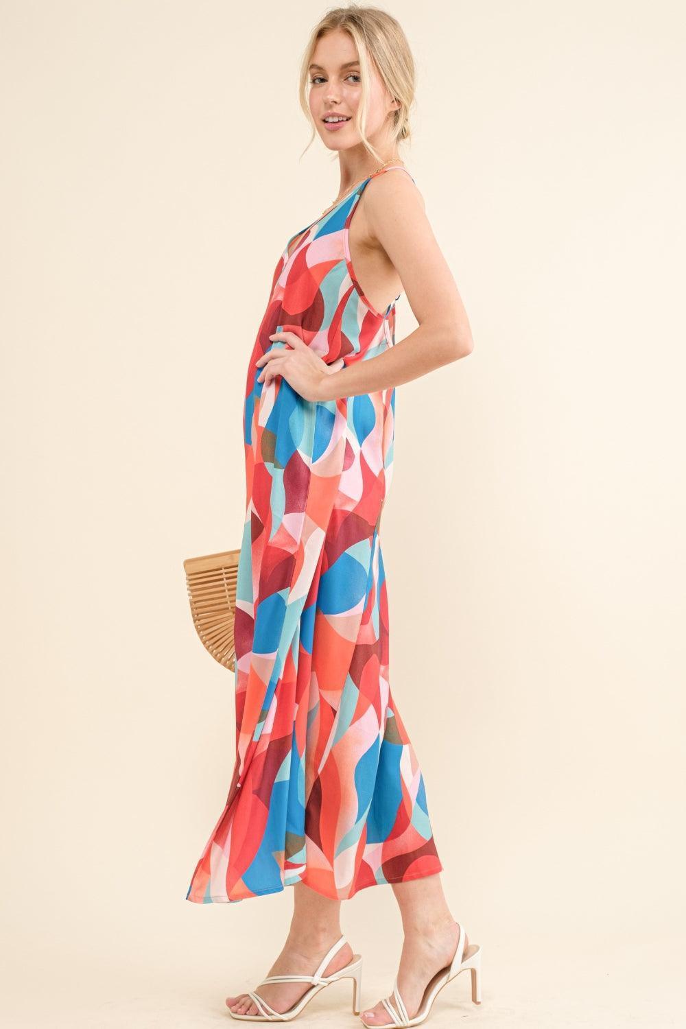 And the Why Printed Crisscross Back Cami Dress - ClubOn