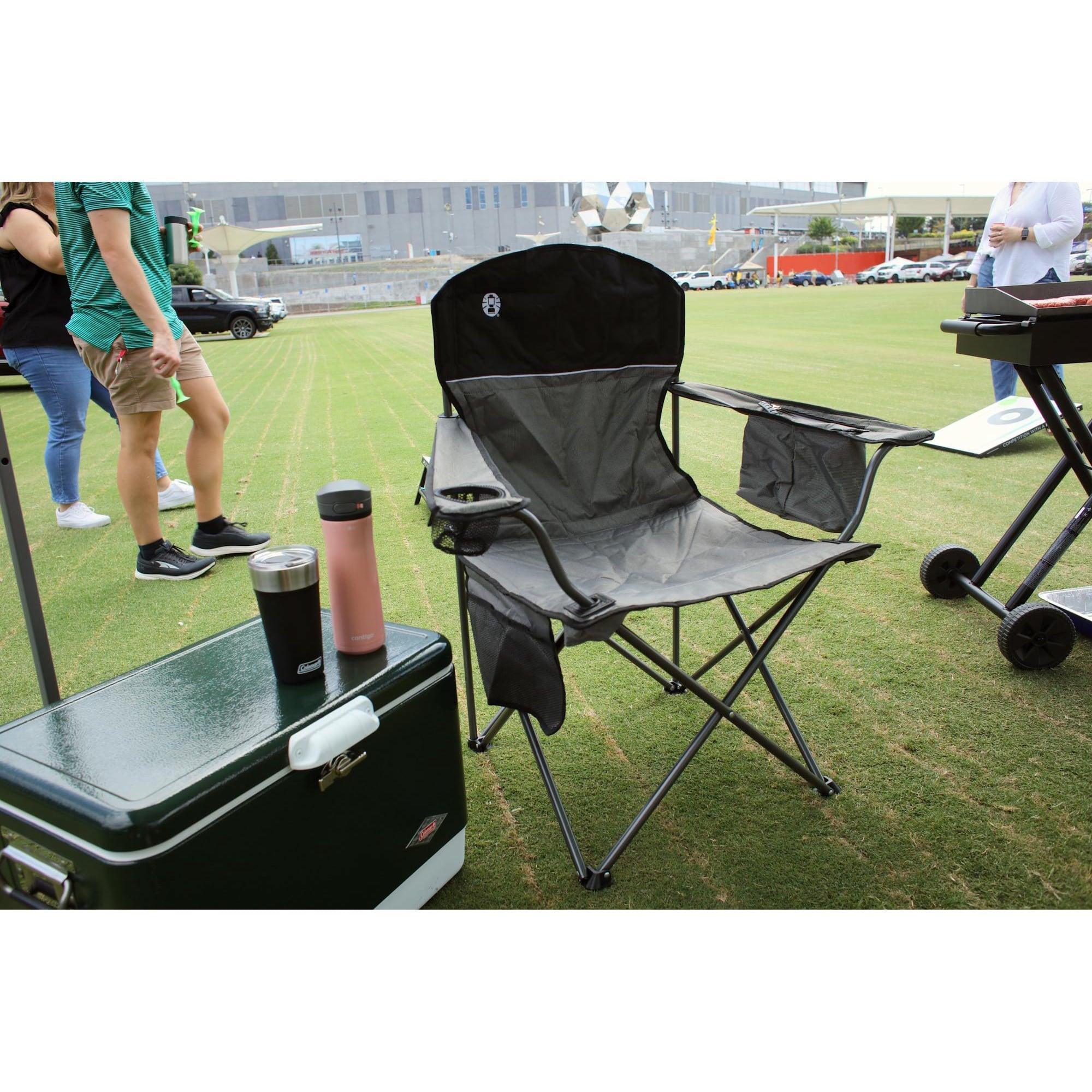 Coleman Camping Chair with Built-In 4-Can Cooler, Gray - ClubOn