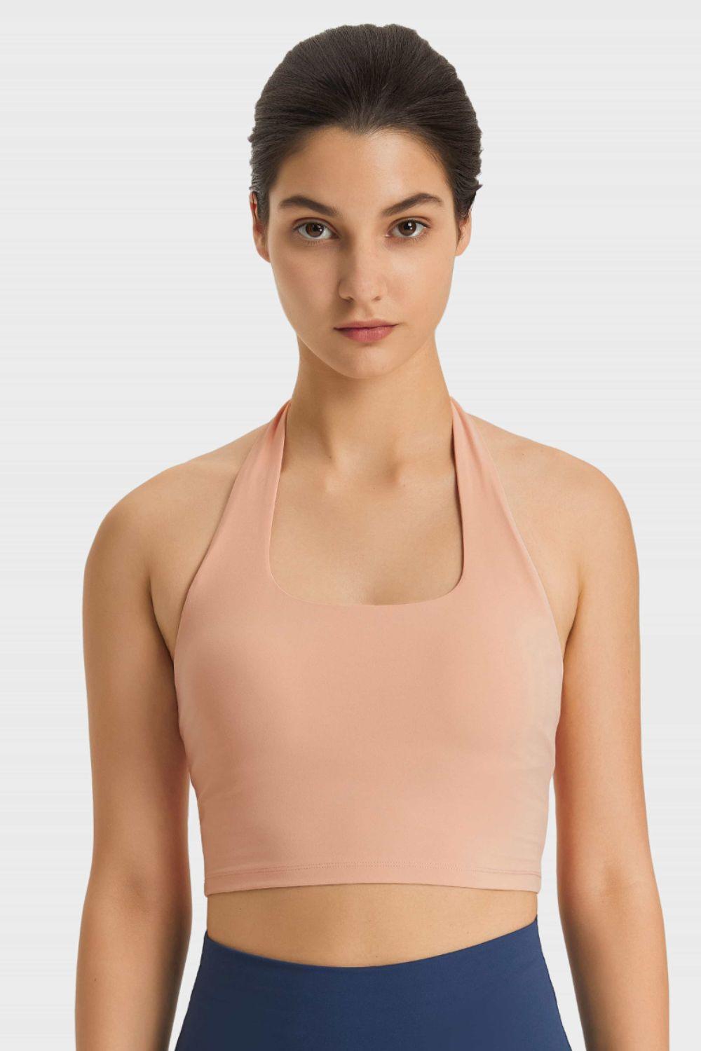Millennia Breathable Halter Neck Sports Bra - ClubOn