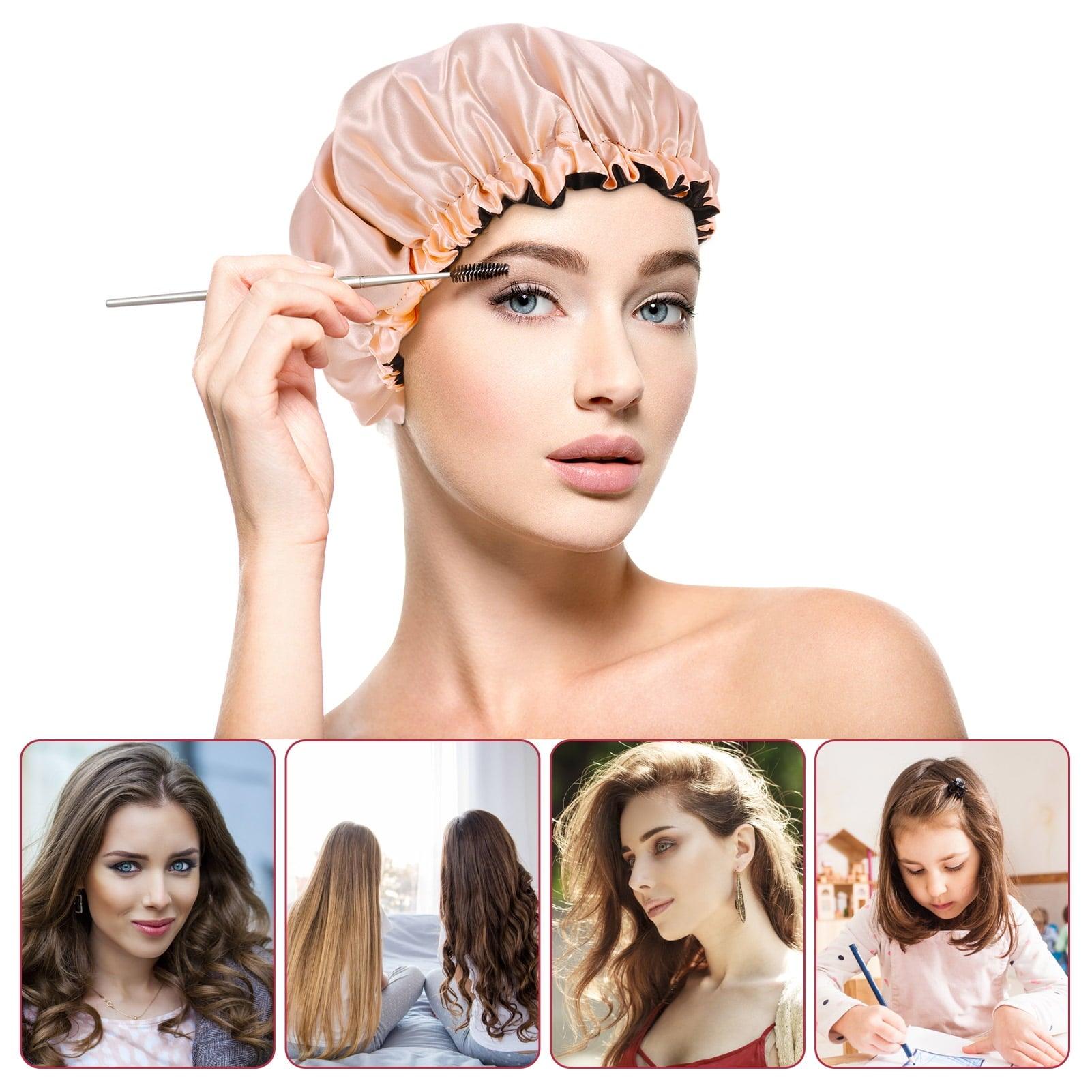 Topekada 2 Pack Satin Bonnet for Sleeping, Adjustable Silk Hair Bonnet for Curly Hair (Pink + Black) - ClubOn