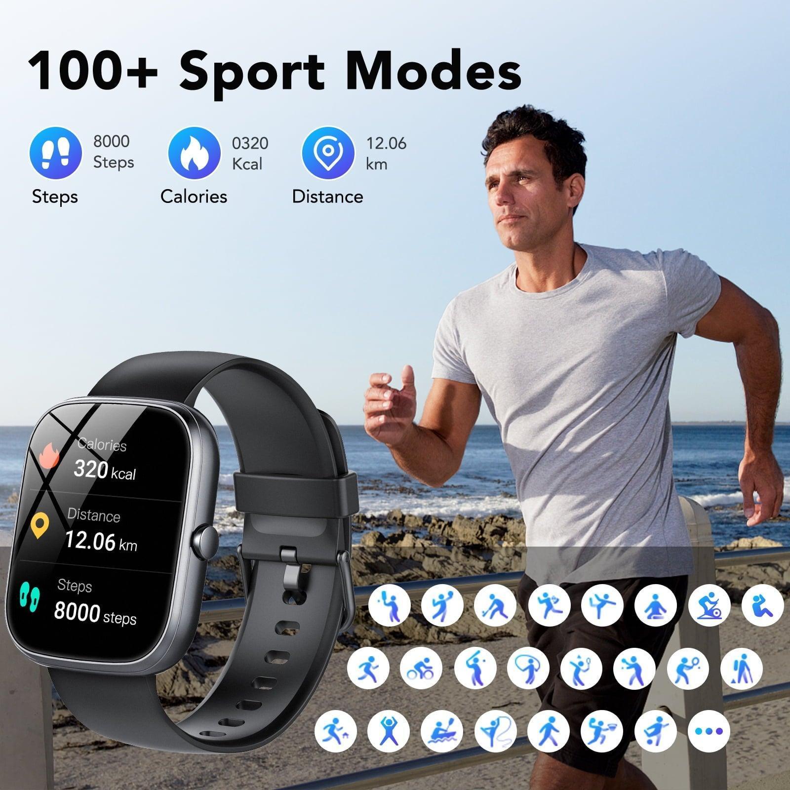 Smart Watch for Android & iPhone - IP68 Waterproof, 100+ Modes - ClubOn