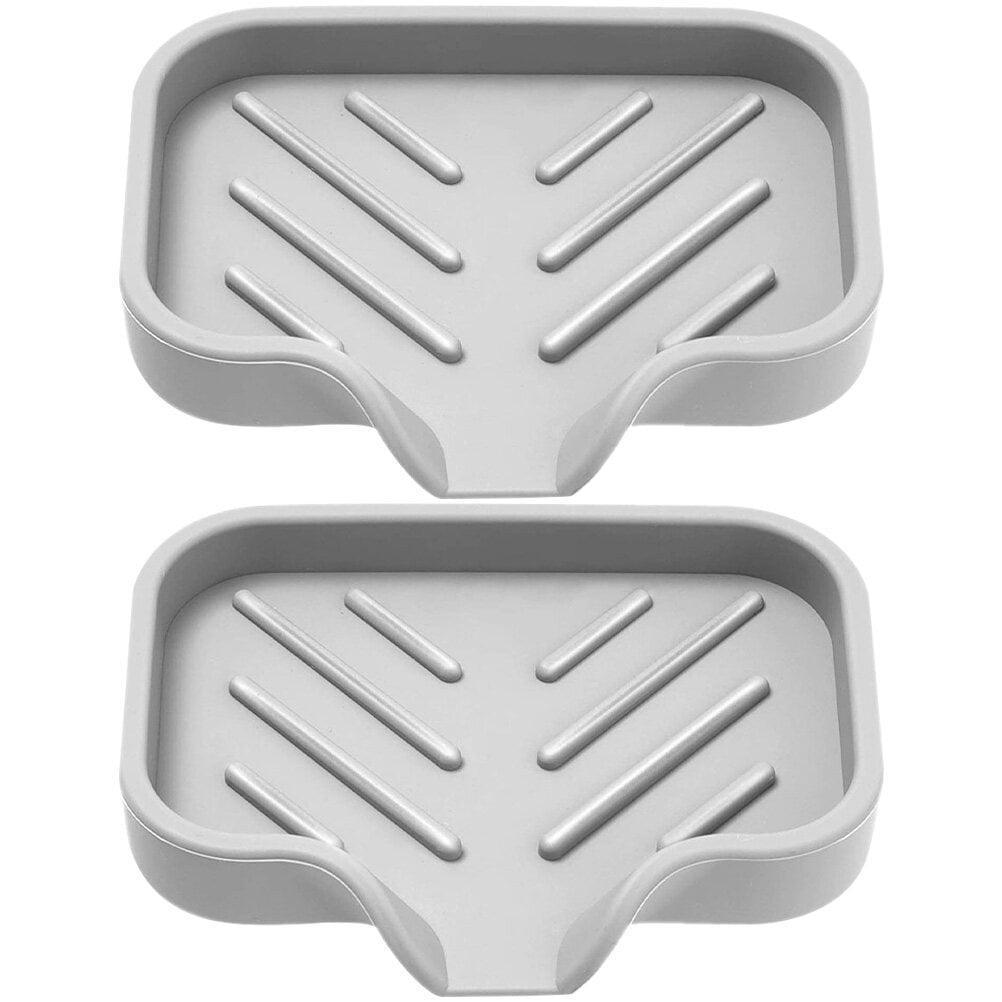 2pcs Silicone Soap Dishes, Draining Bar Soap Holders, Bathroom Countertop Soap Trays - ClubOn
