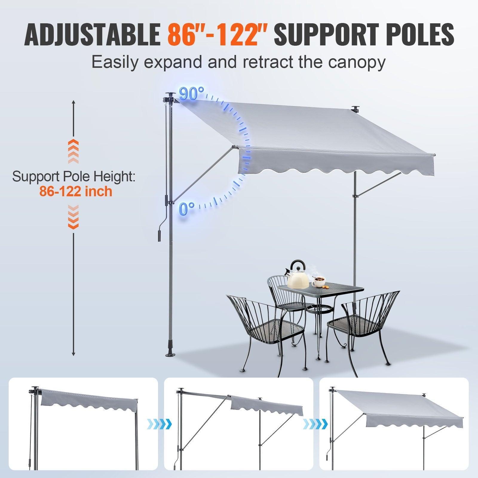 SKYSHALO Retractable Patio Awning 6.5'x3.9' – Adjustable Sunshade Shelter for Balcony & Garden - ClubOn