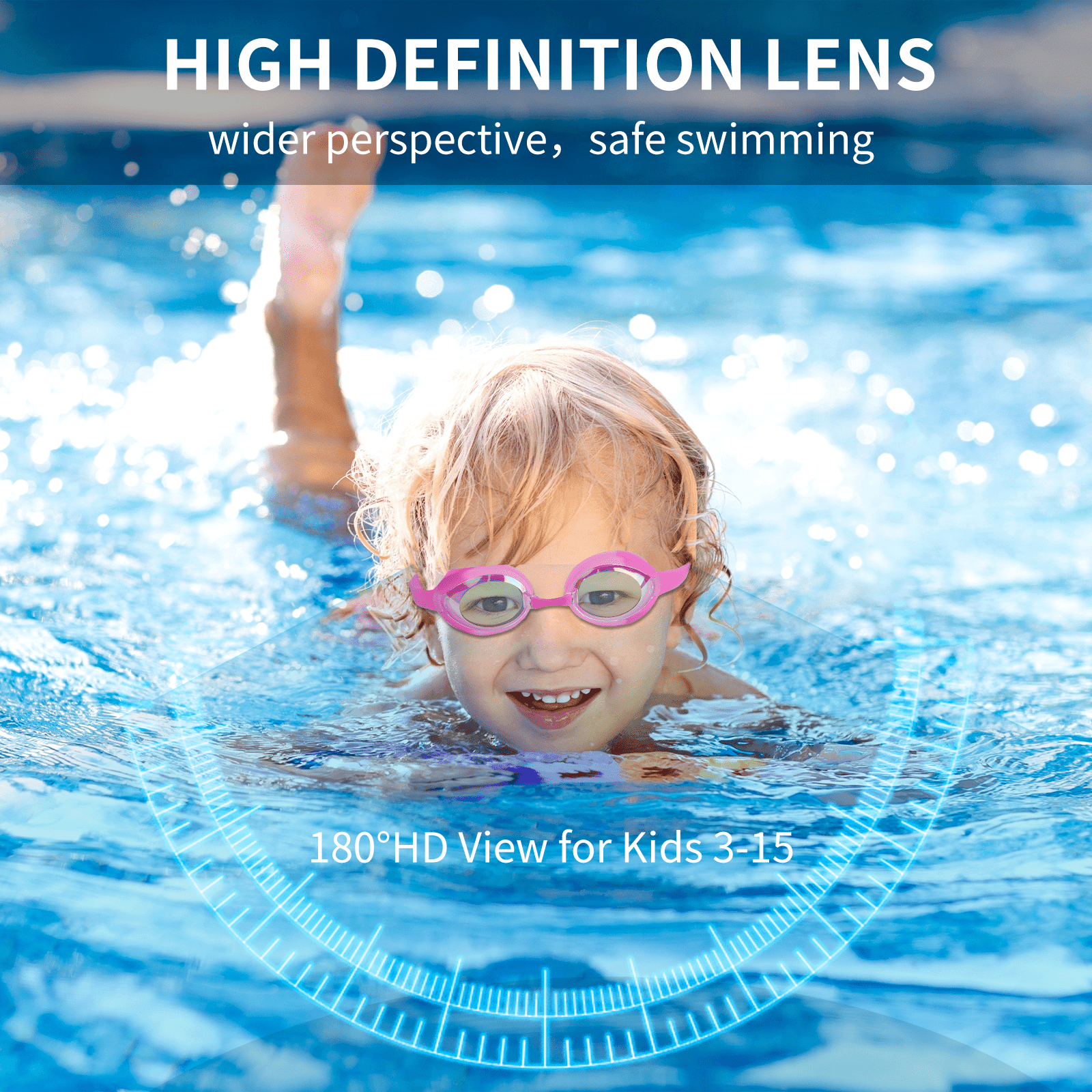 Kids Swim Goggles for Ages 3-15, 2-Pack Anti-Fog, Leak-Proof Swimming Goggles for Boys & Girls - ClubOn