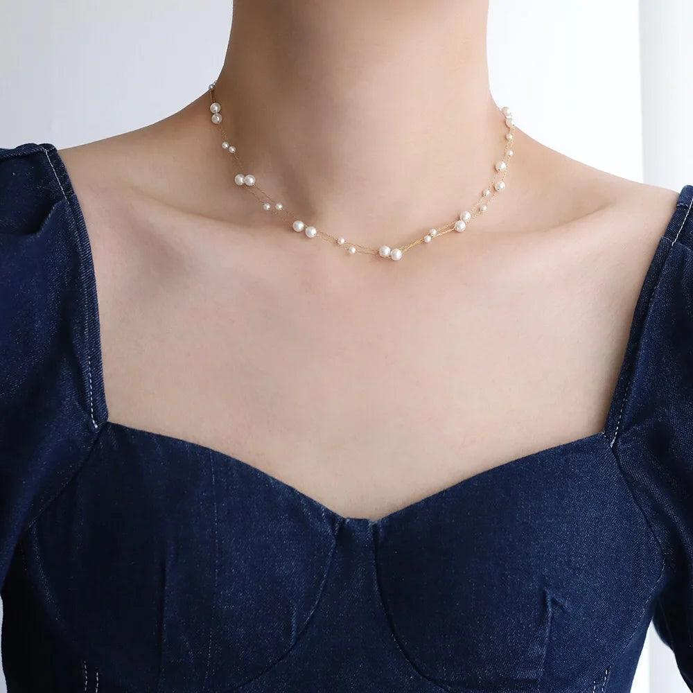 316L Stainless Steel Pearl Chain Necklace for Women - ClubOn